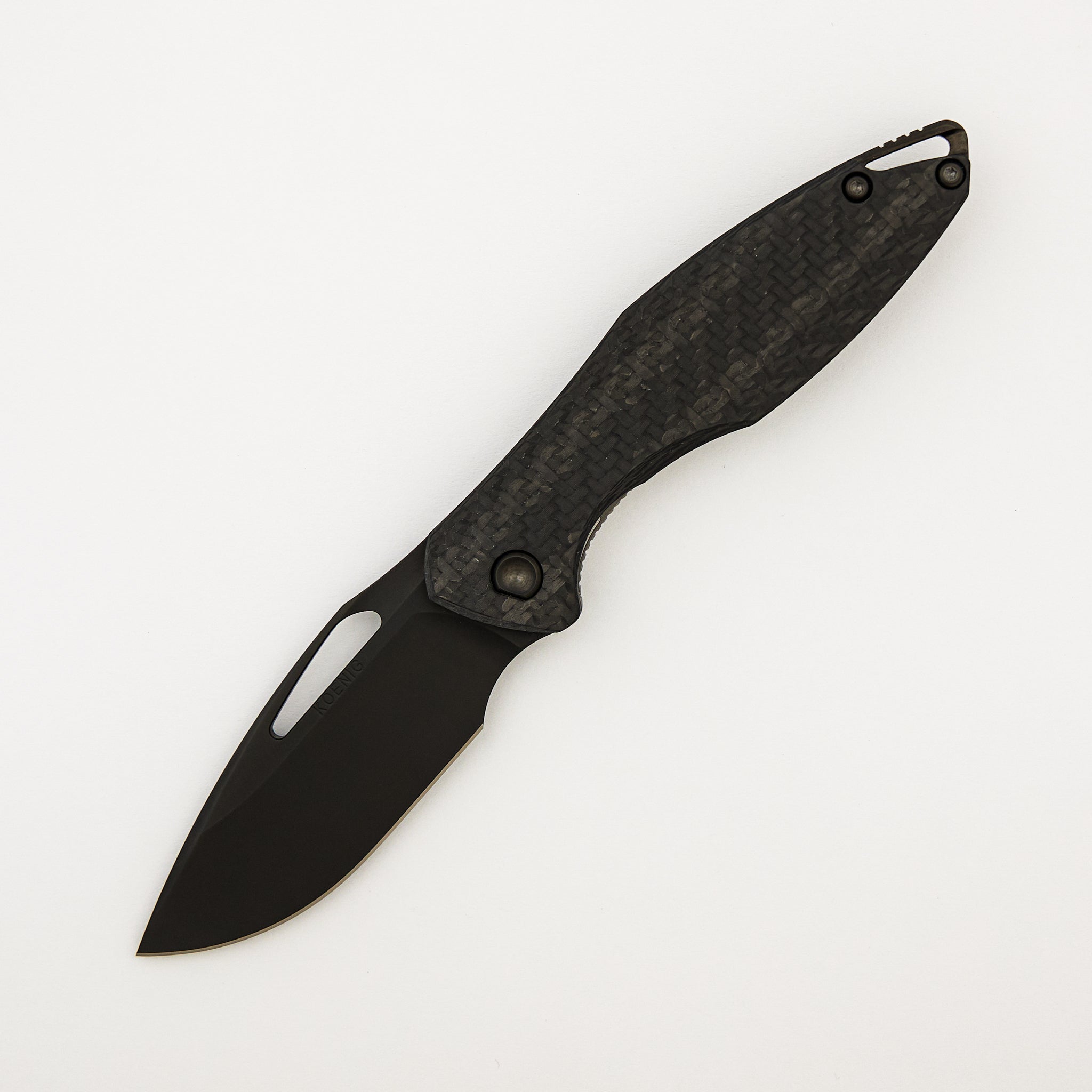 Arius - Non-Flipper - Matte DLC M390 Blade - Smooth Carbon Fiber Handle - DLC Hardware