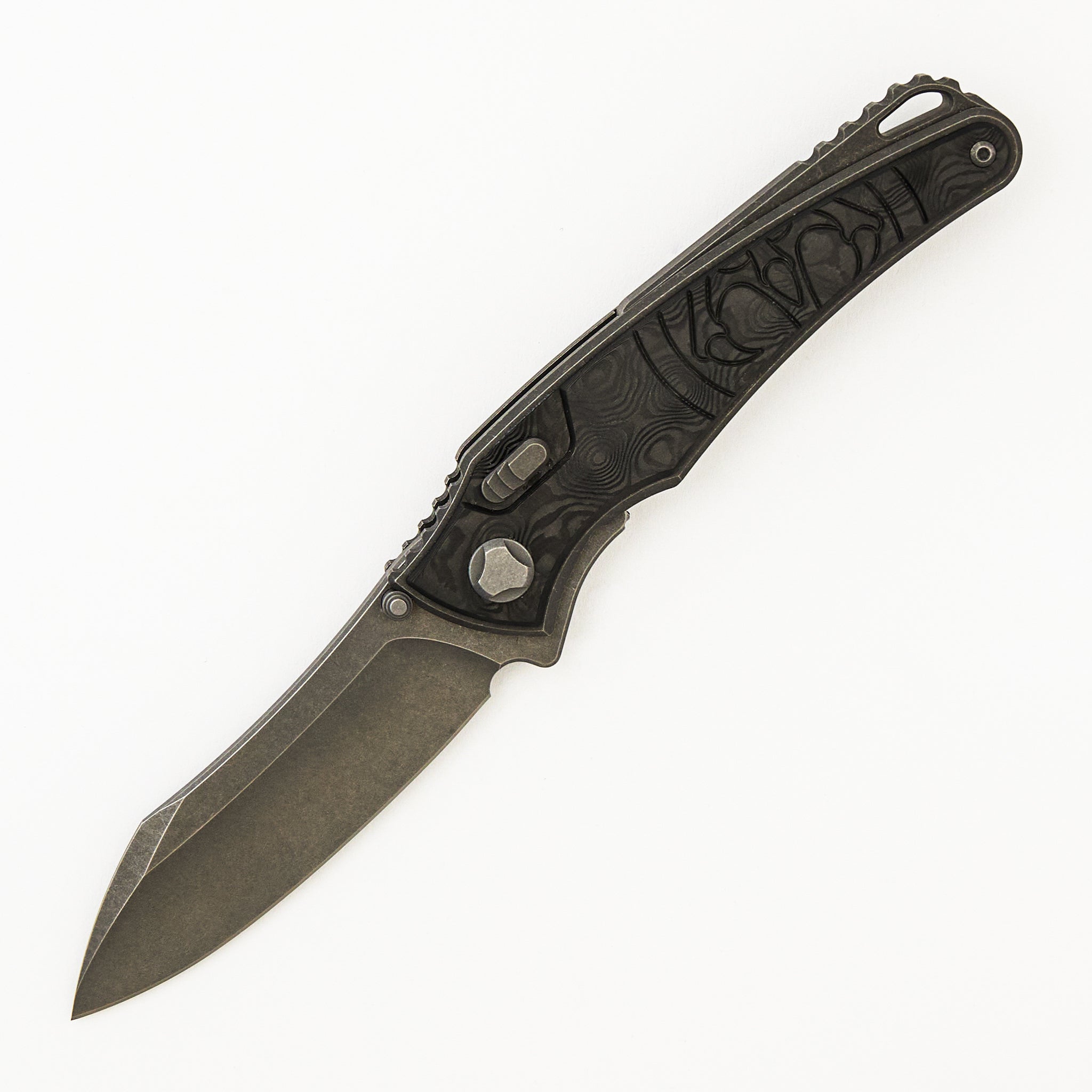 Talon - Stonewash Titanium/Black Dunes Fat Carbon Handle - M390 Blade