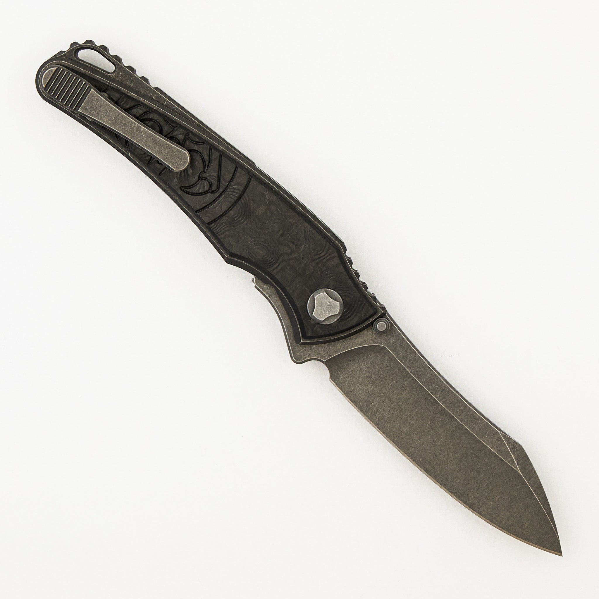 Talon - Stonewash Titanium/Black Dunes Fat Carbon Handle - M390 Blade