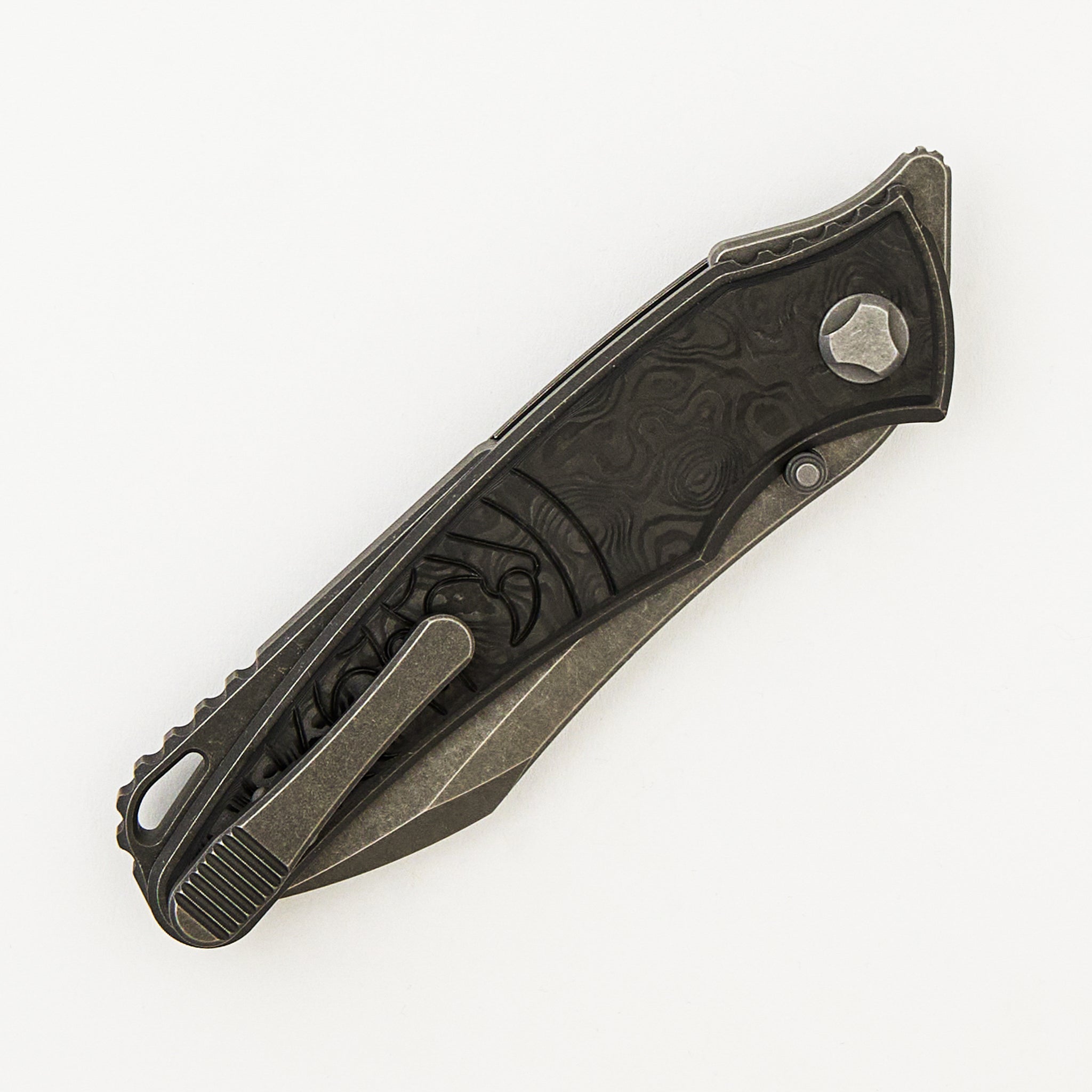 Talon - Stonewash Titanium/Black Dunes Fat Carbon Handle - M390 Blade