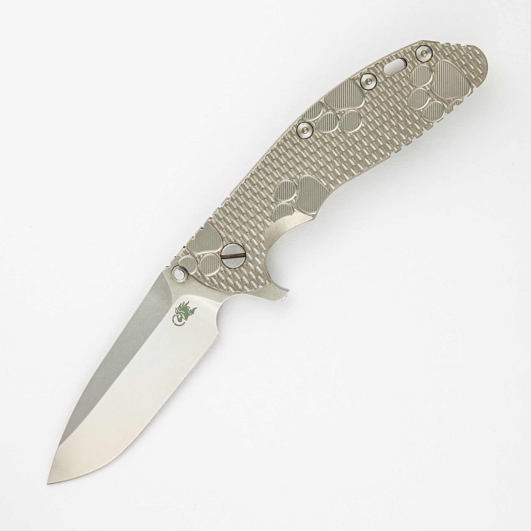 XM-24 4.0" Swedged Spear Tri-Way Stonewash Titanium Scales - Extra Black G10 Scales