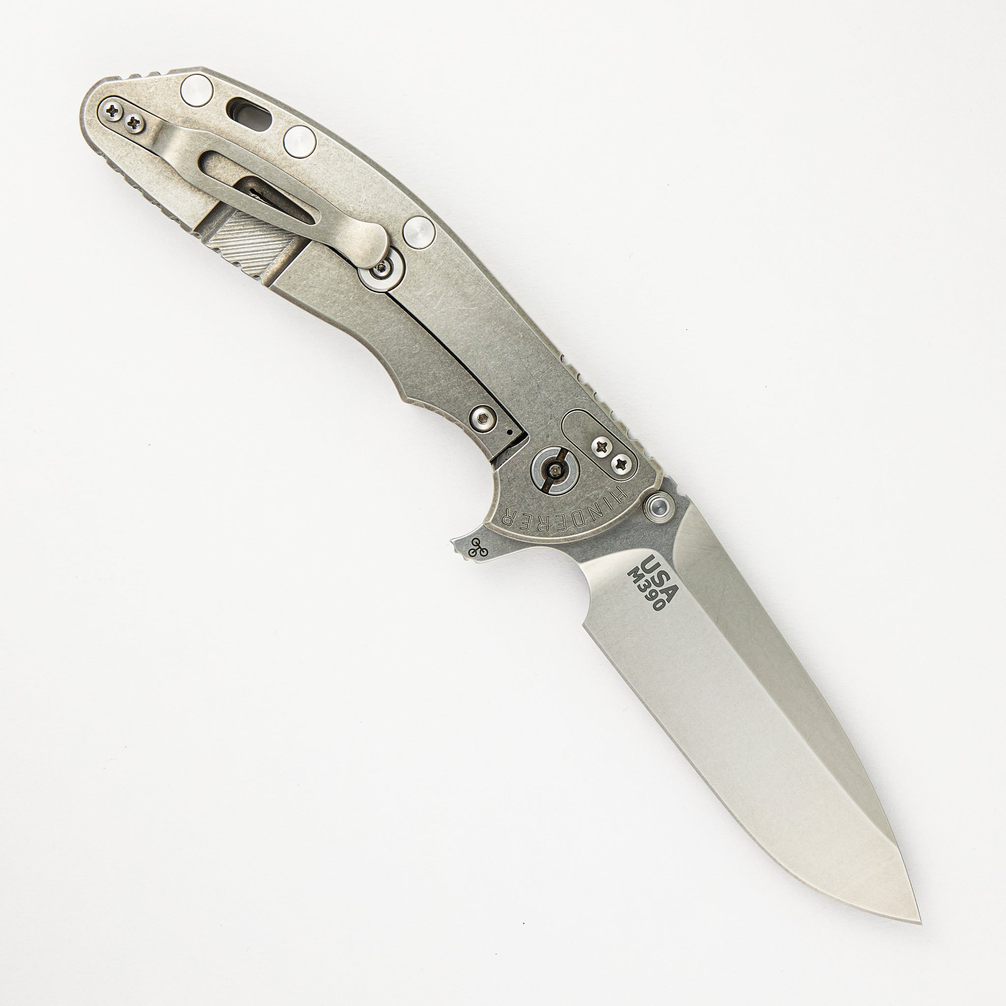 Hinderer Knives XM-24 4.0" Swedged Spear Tri-Way Stonewash Titanium Scales - Extra Black G10 Scales