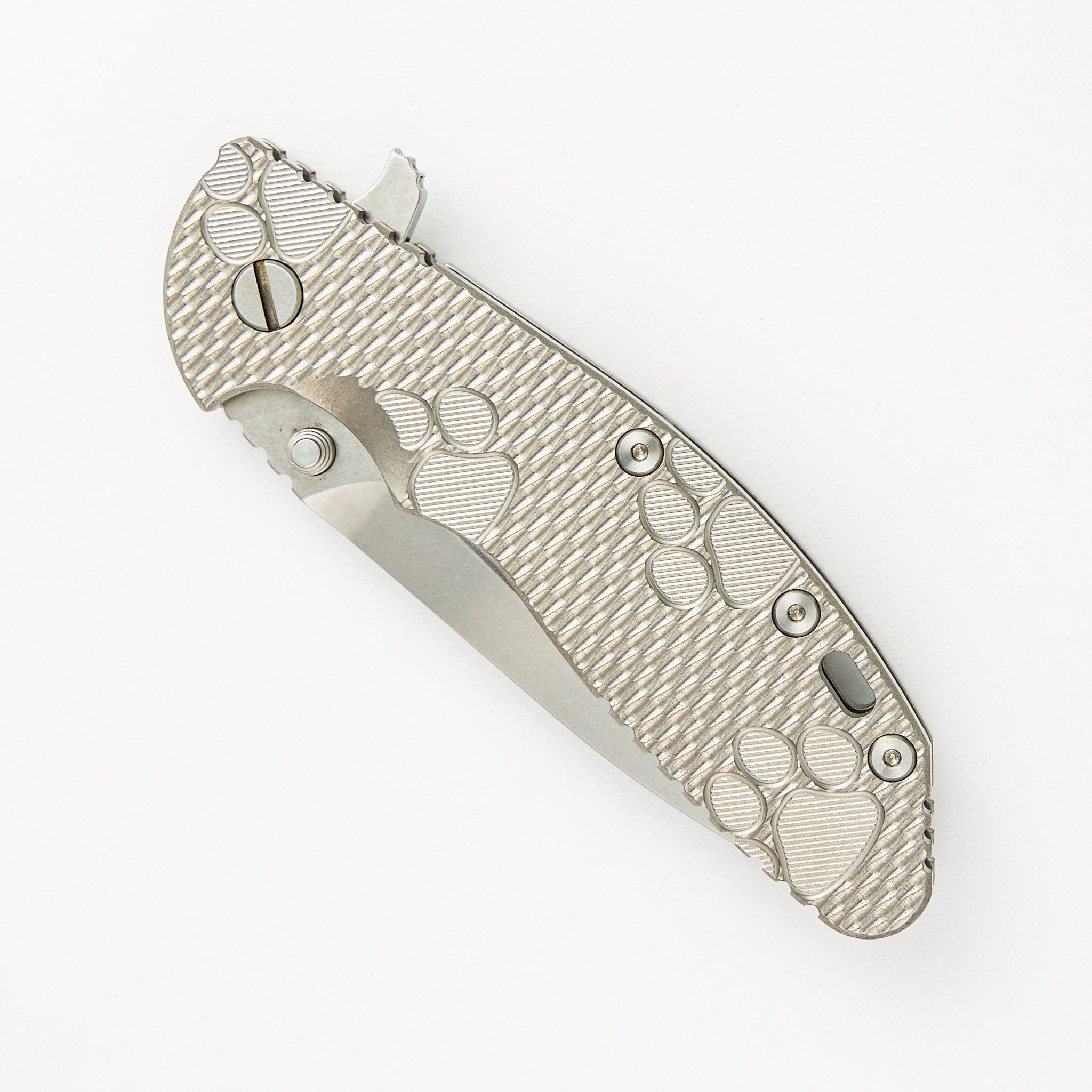 XM-24 4.0" Swedged Spear Tri-Way Stonewash Titanium Scales - Extra Black G10 Scales