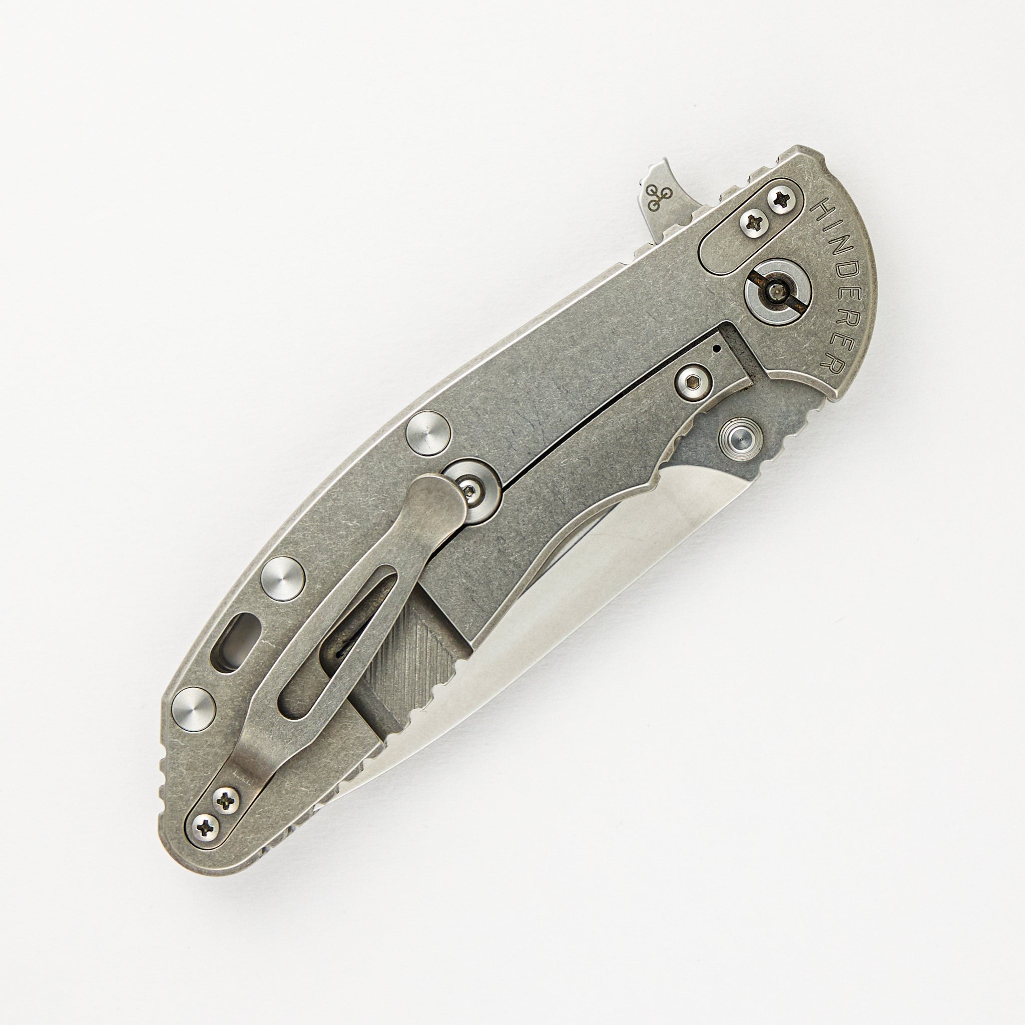 Hinderer Knives XM-24 4.0" Swedged Spear Tri-Way Stonewash Titanium Scales - Extra Black G10 Scales