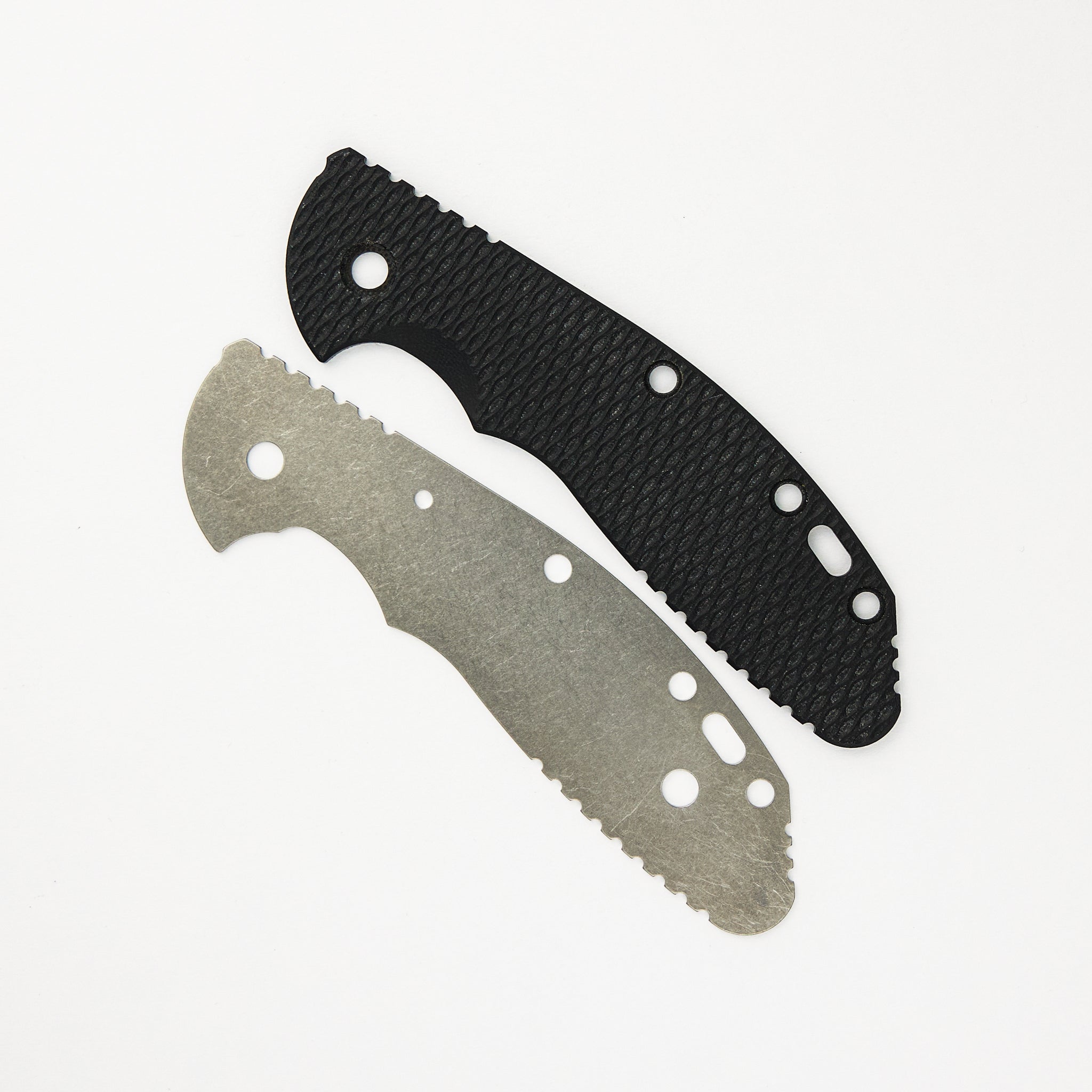 XM-24 4.0" Swedged Spear Tri-Way Stonewash Titanium Scales - Extra Black G10 Scales