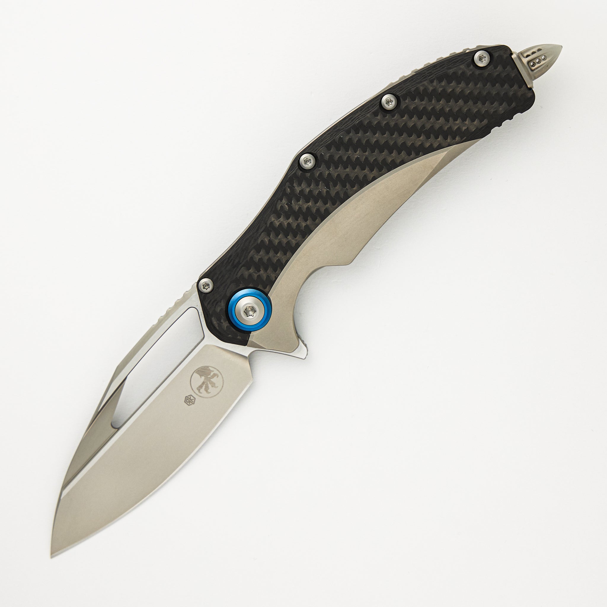 Matrix Titanium Handle Bead Blast Standard Blue Titanium Pivot Collar Carbon Fiber Scales 165C-7 CFTI