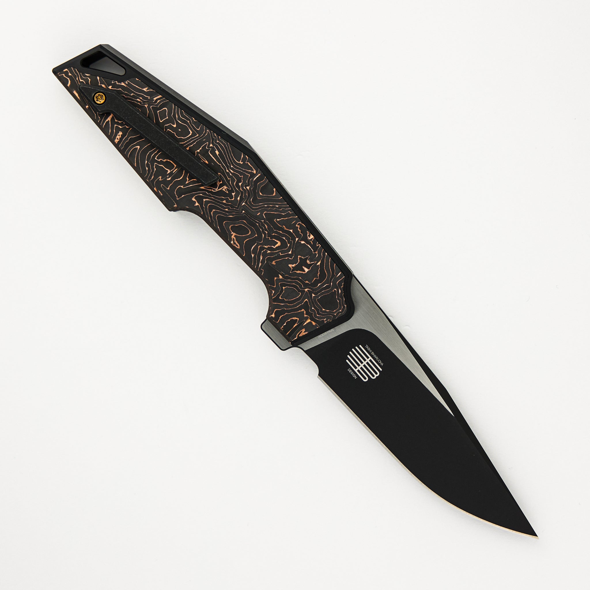 WE Knife OAO (One and Only) - Copper Foil Carbon Fiber Inlay - CPM 20CV Blade