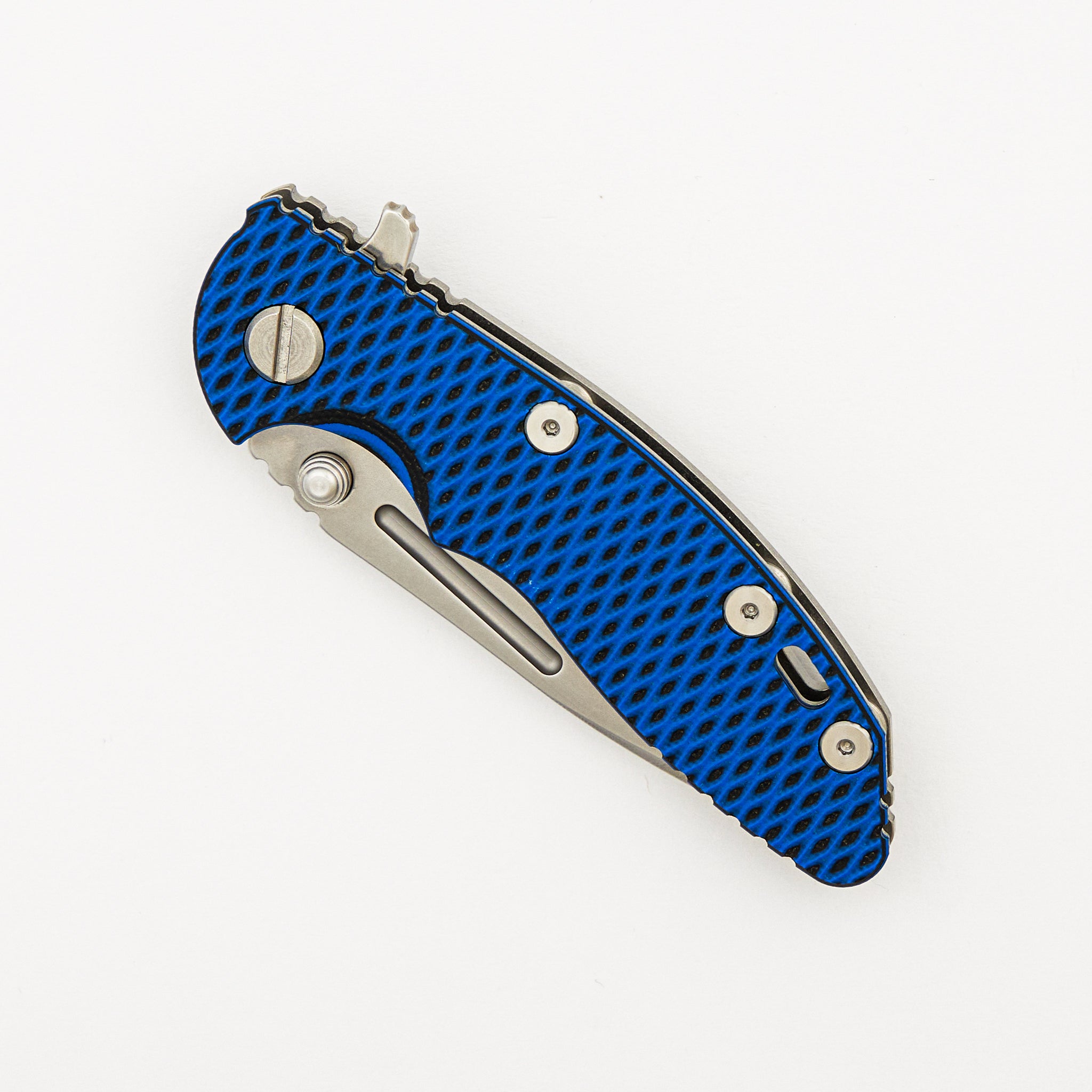 XM-18 3.0" - 20CV Fullered Spear - Tri-Way - Stonewash - Blue/Black G10
