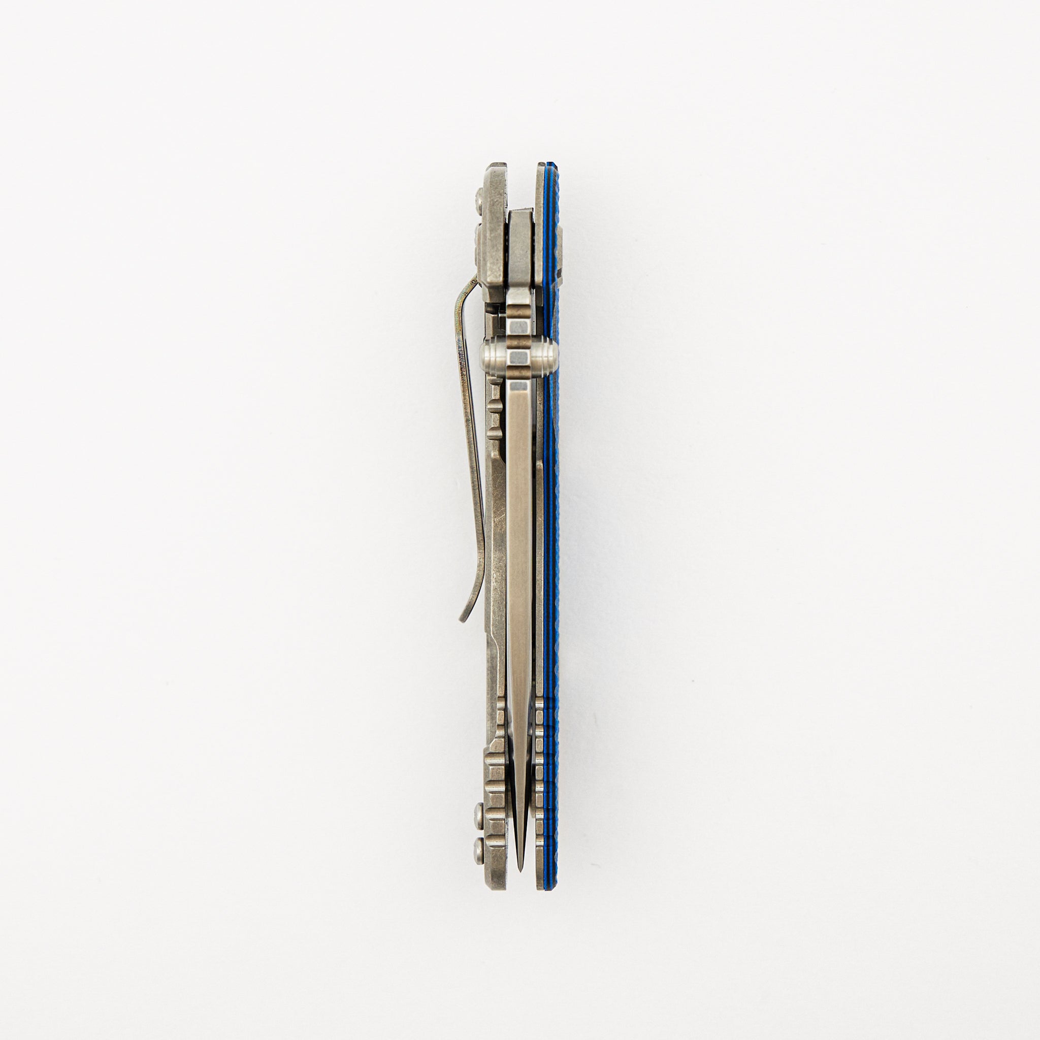XM-18 3.0" - 20CV Fullered Spear - Tri-Way - Stonewash - Blue/Black G10