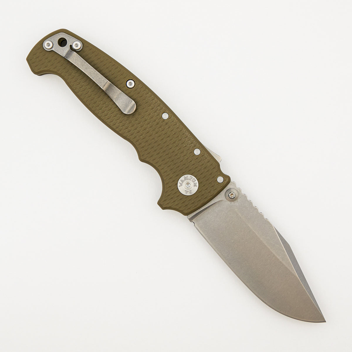 AD20 XXX - CPM-3V Clip Point Blade - OD Green G10