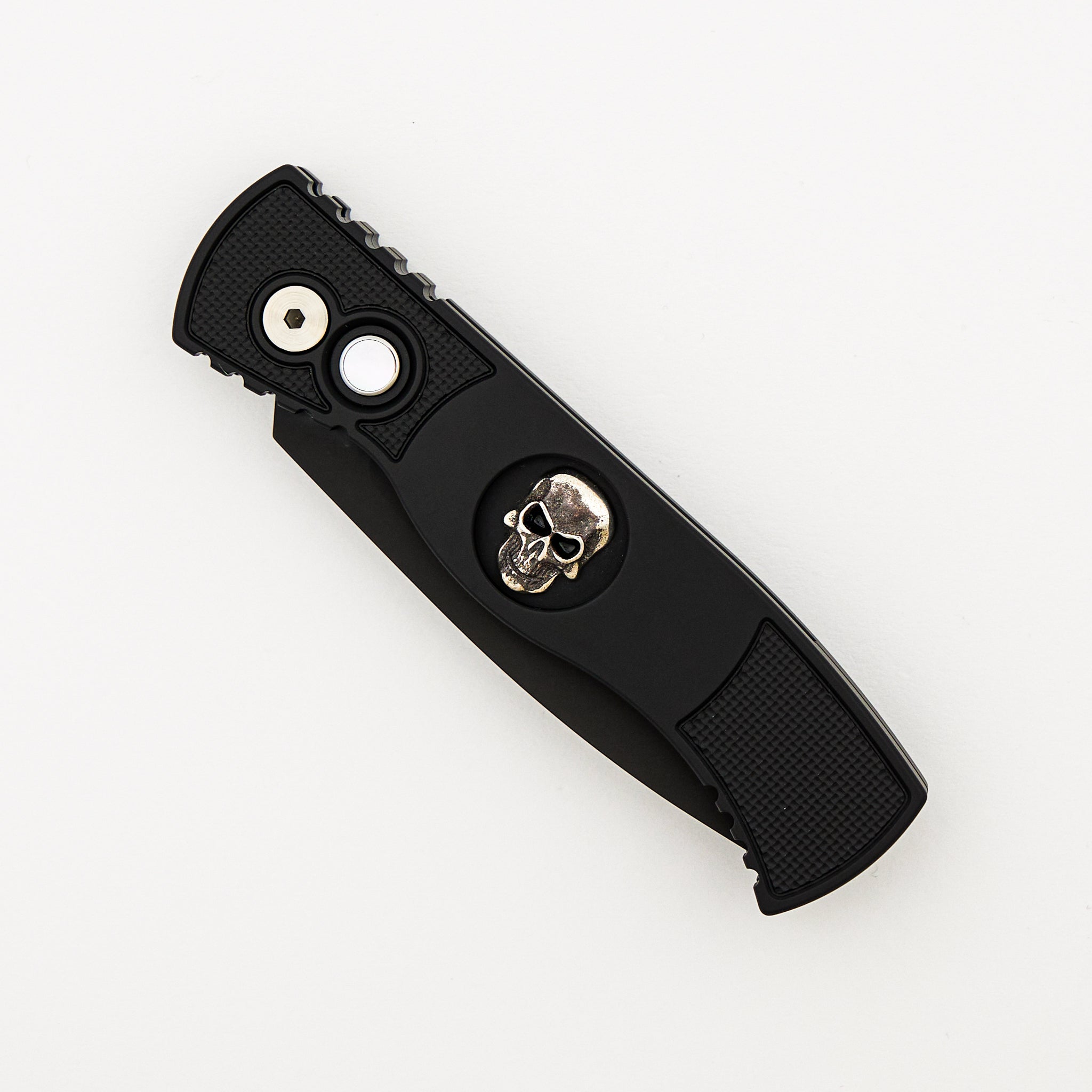 TR-2 Skull Blade Show 2024 - Black Aluminum Handle - Shaw Sterling Silver Skull - Black MagnaCut Blade #15 of 150
