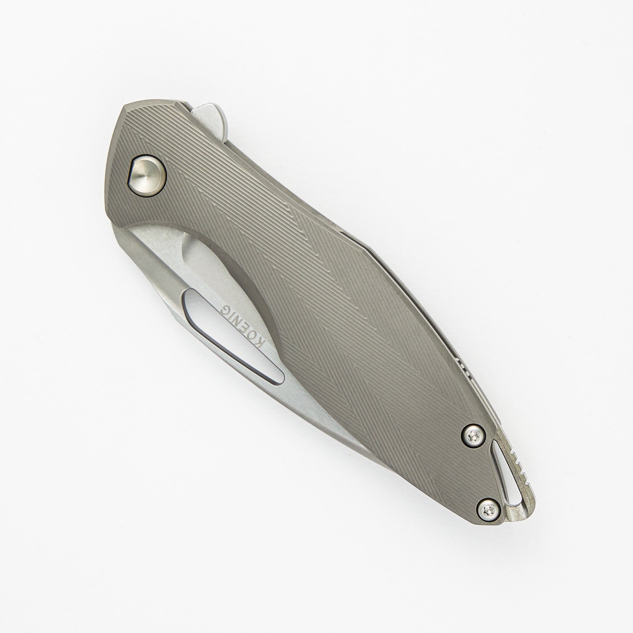 Arius - Patterned Titanium Handle - Burnished W/ Polished Flats M390 Blade