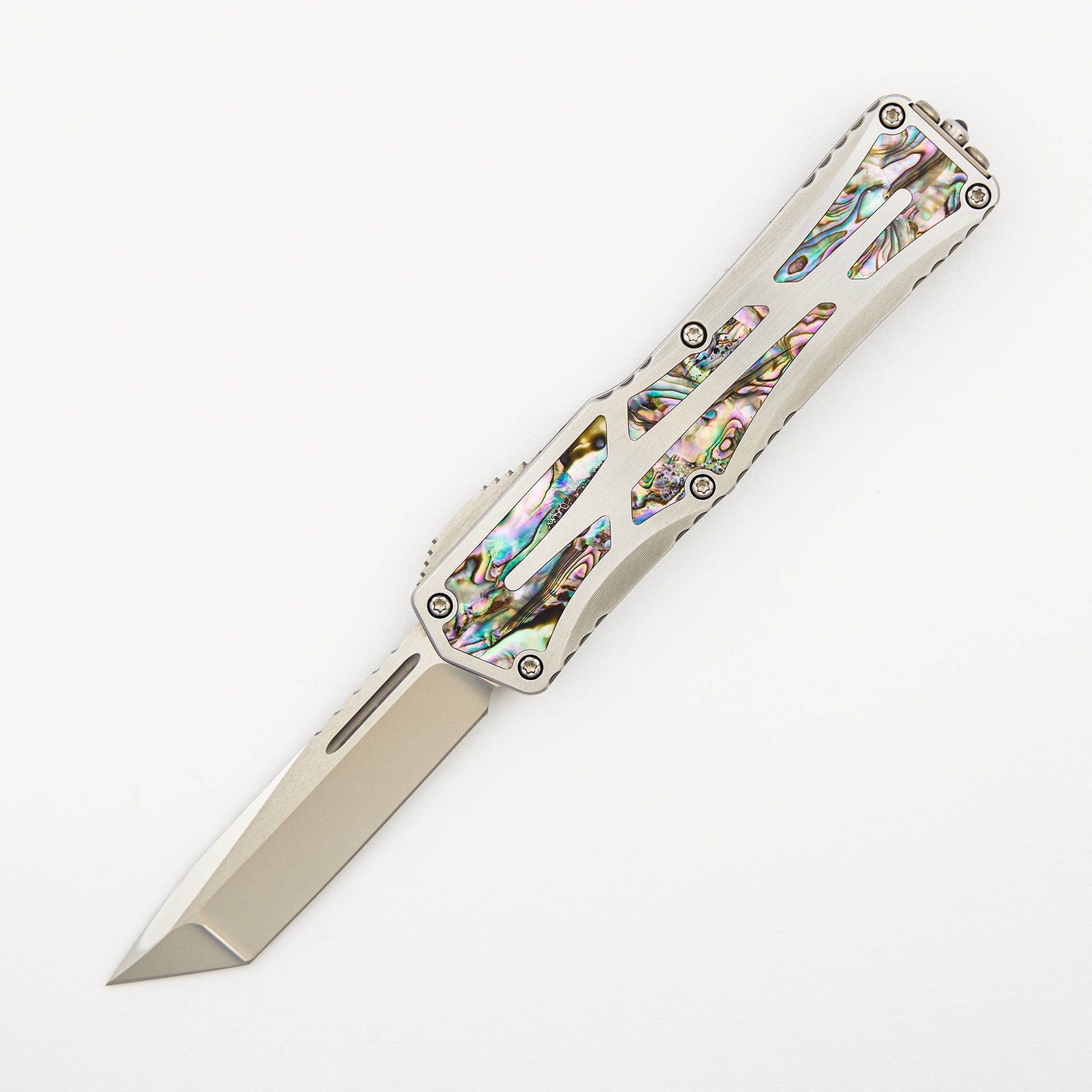 Colossus - Hefted Stainless Steel Handle - Abalone Inlay - Hand Ground Elmax High Polish Tanto S/N 007