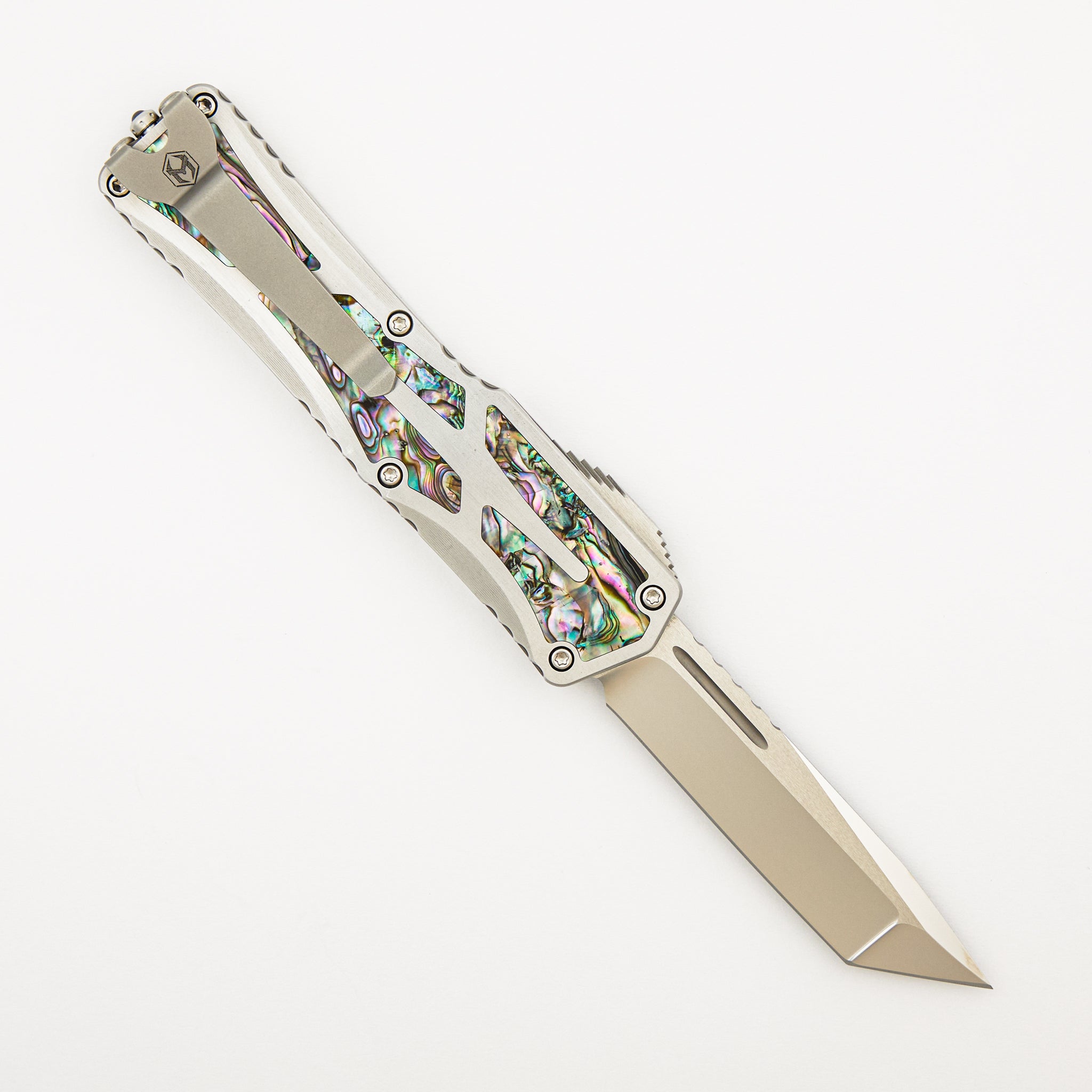Colossus - Hefted Stainless Steel Handle - Abalone Inlay - Hand Ground Elmax High Polish Tanto S/N 007