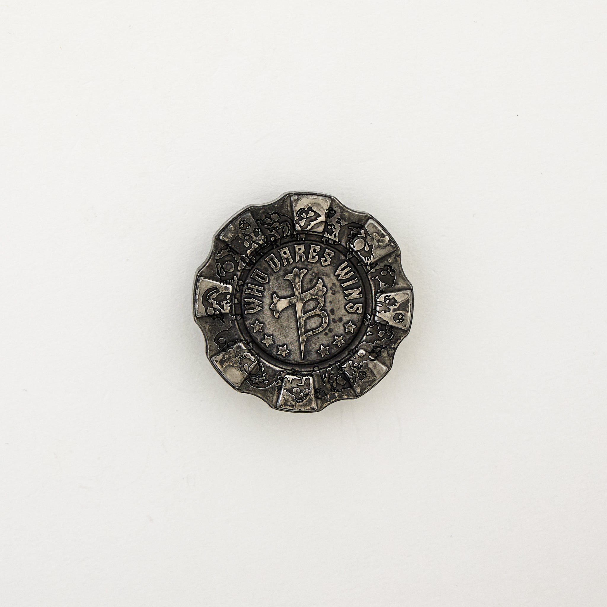 Borka Blades Collaboration 3D Skull Poker Chip - Steel/Silver