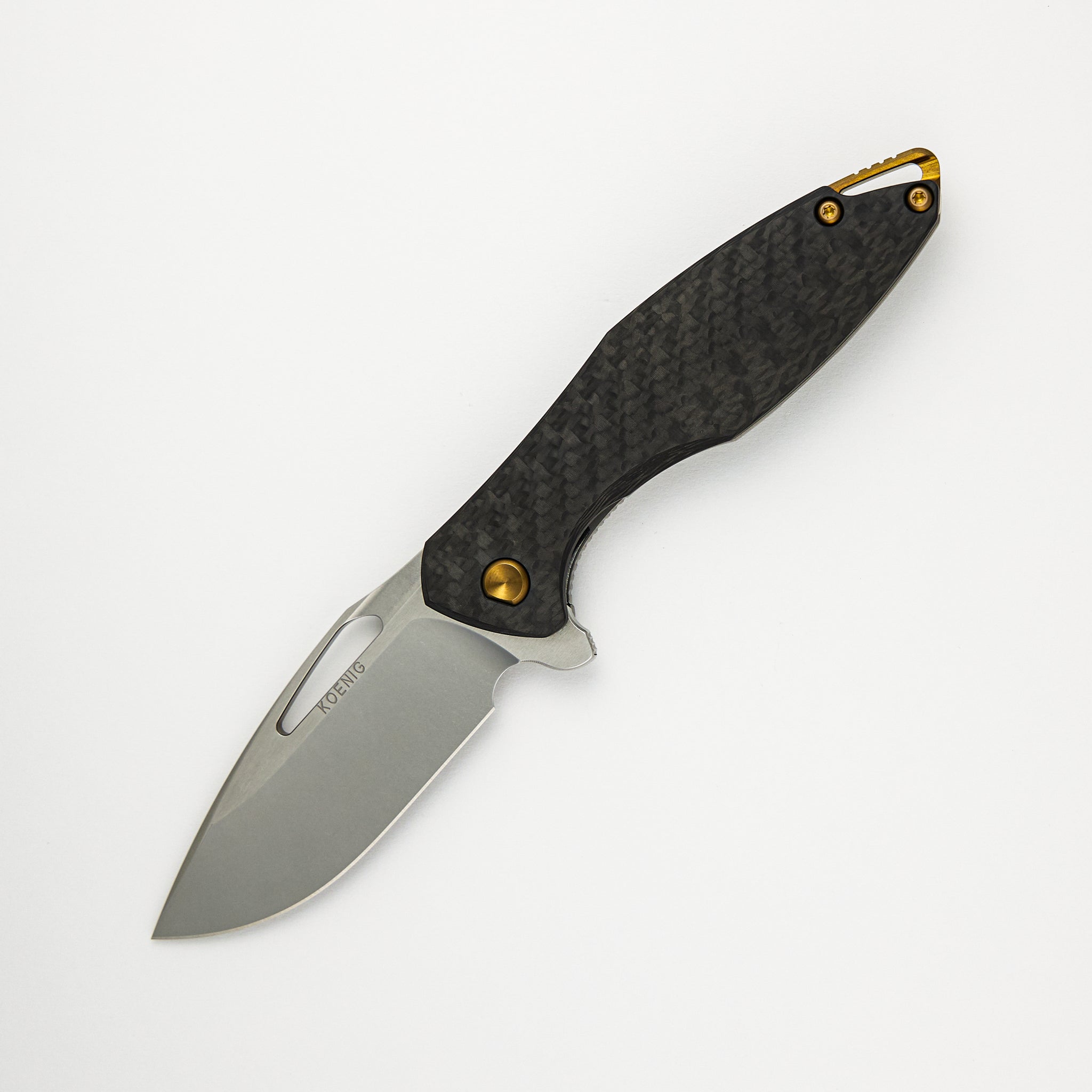 Arius - Titanium/Smooth Carbon Fiber Handle - Burnished W/ Polished Flats M390 Blade