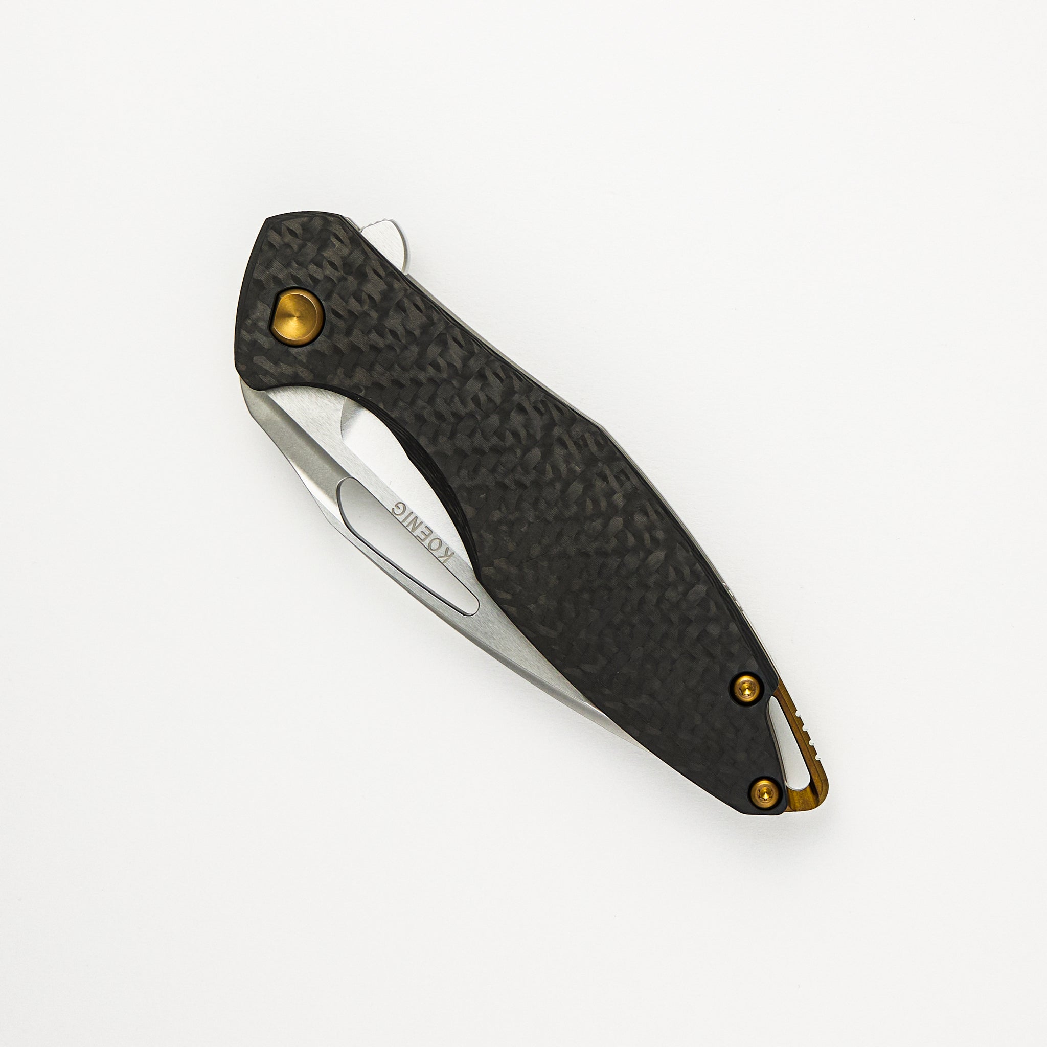 Arius - Titanium/Smooth Carbon Fiber Handle - Burnished W/ Polished Flats M390 Blade