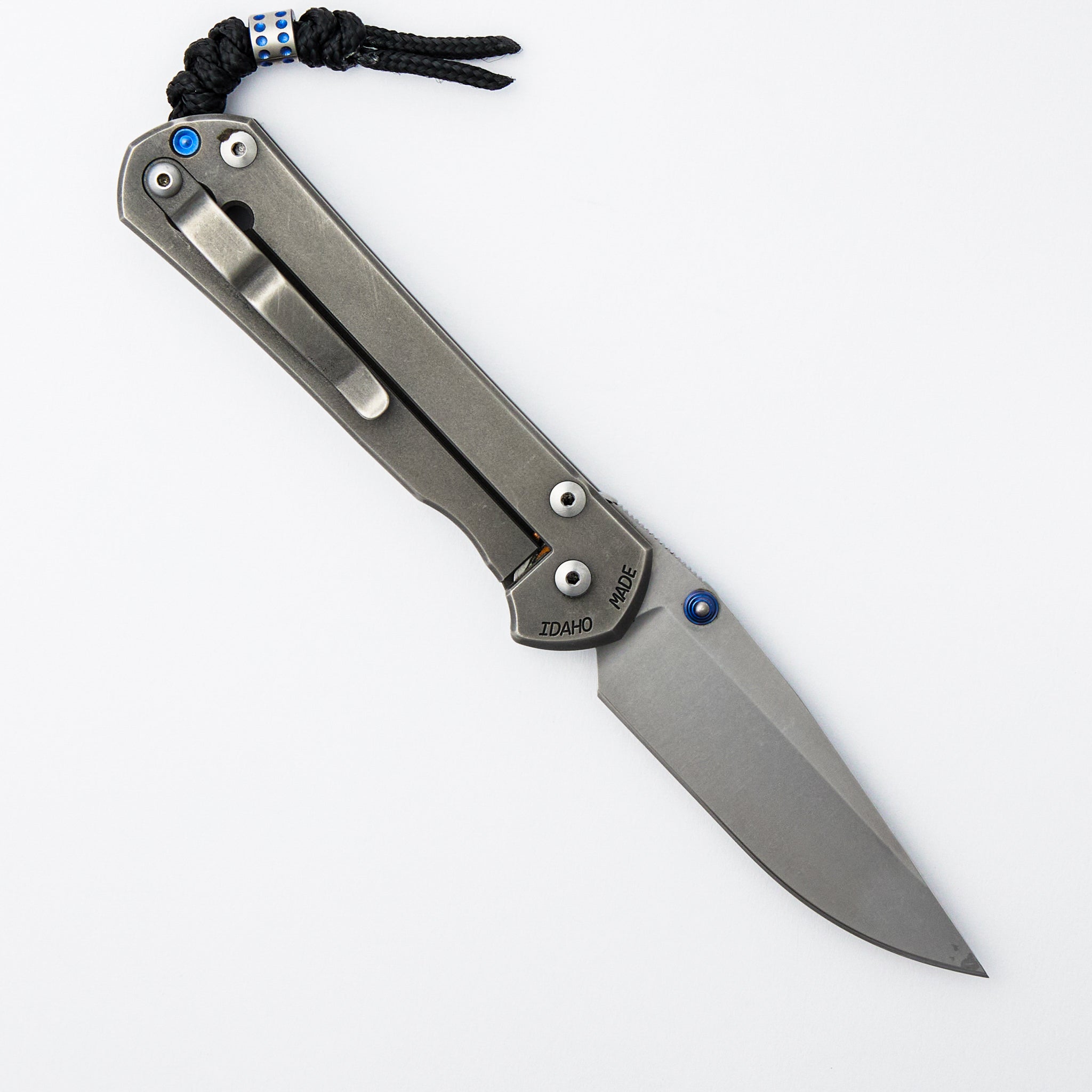 Large Sebenza 21 - Drop Point S35VN Blade - Titanium Handle - Blue Double Thumb Lugs