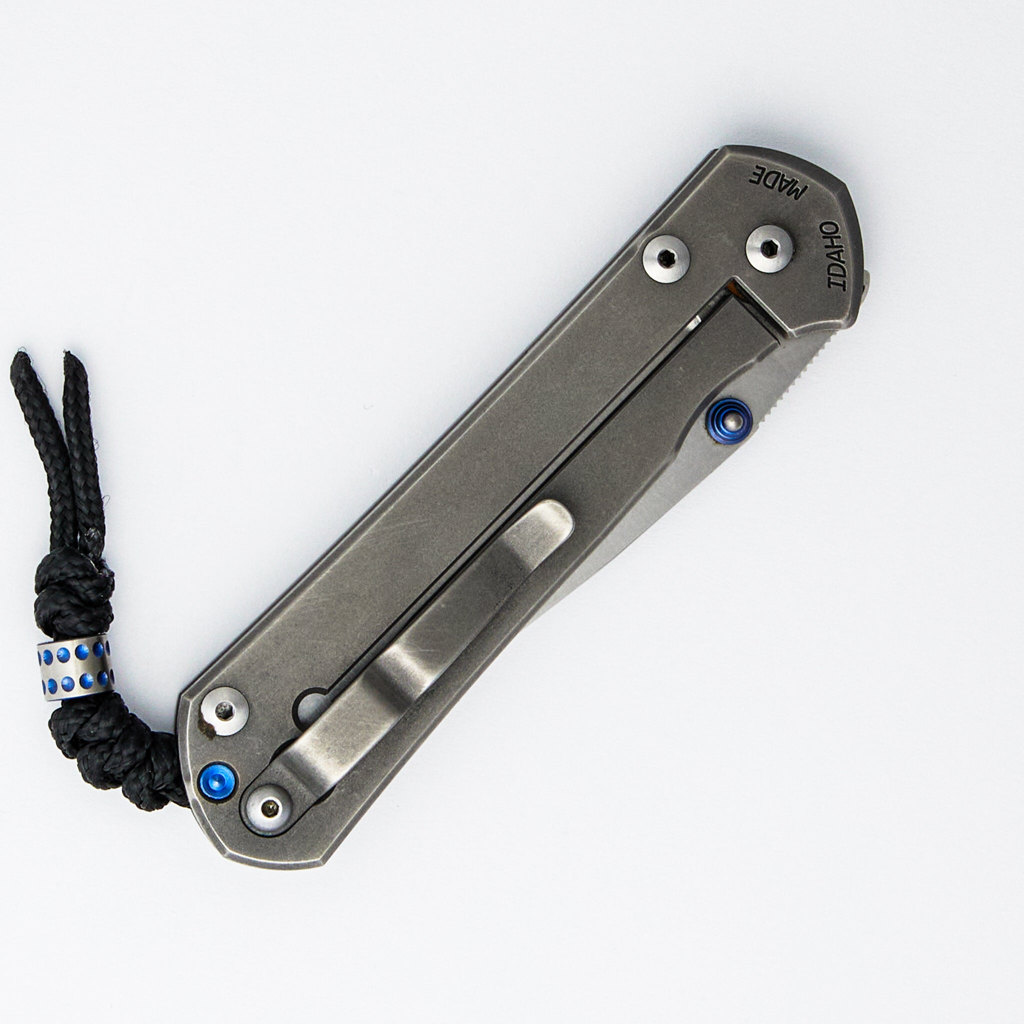 Large Sebenza 21 - Drop Point S35VN Blade - Titanium Handle - Blue Double Thumb Lugs