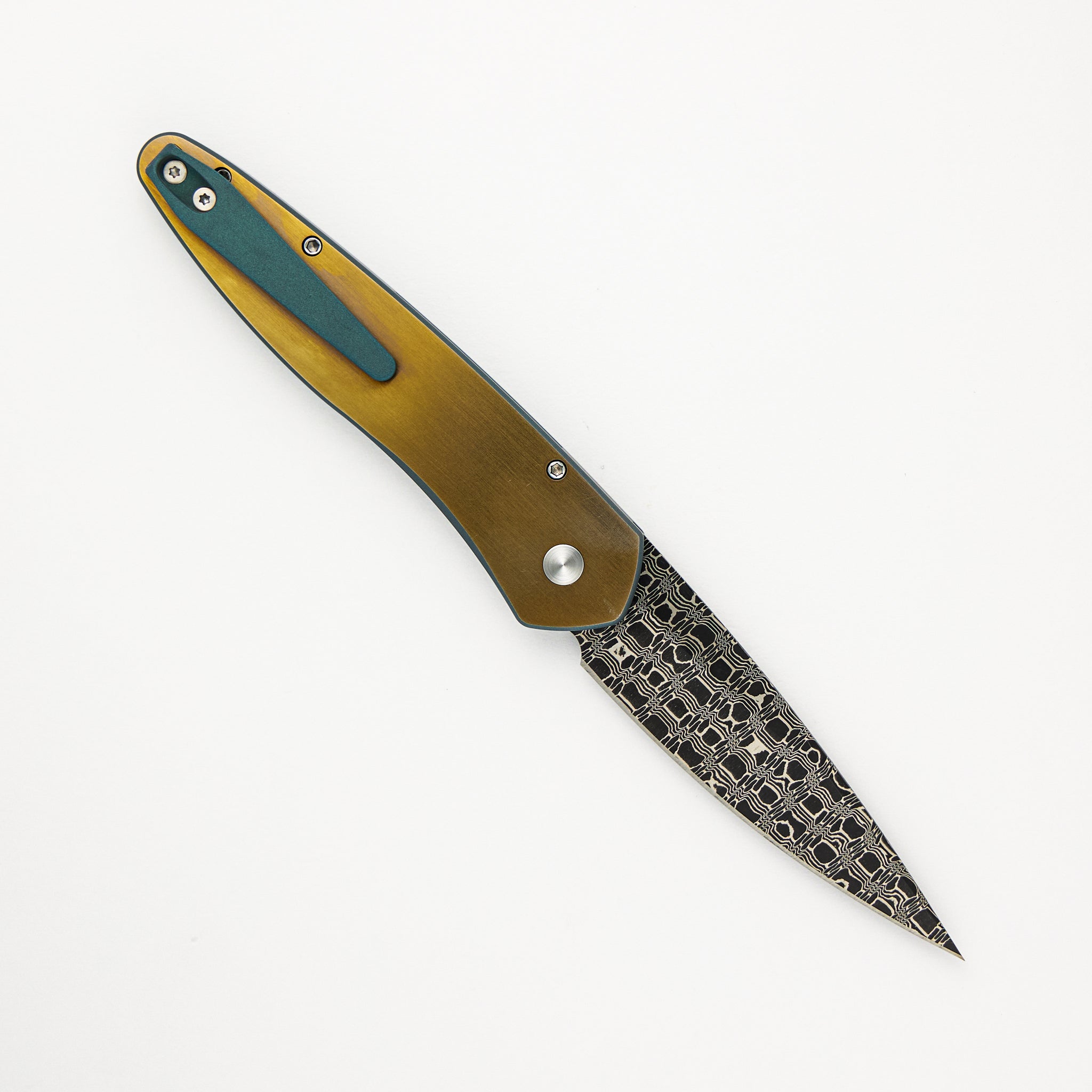 Newport - Custom 001 - Green/Bronze Ti Wave Handle - Vegas Forge Blade #16 of 60