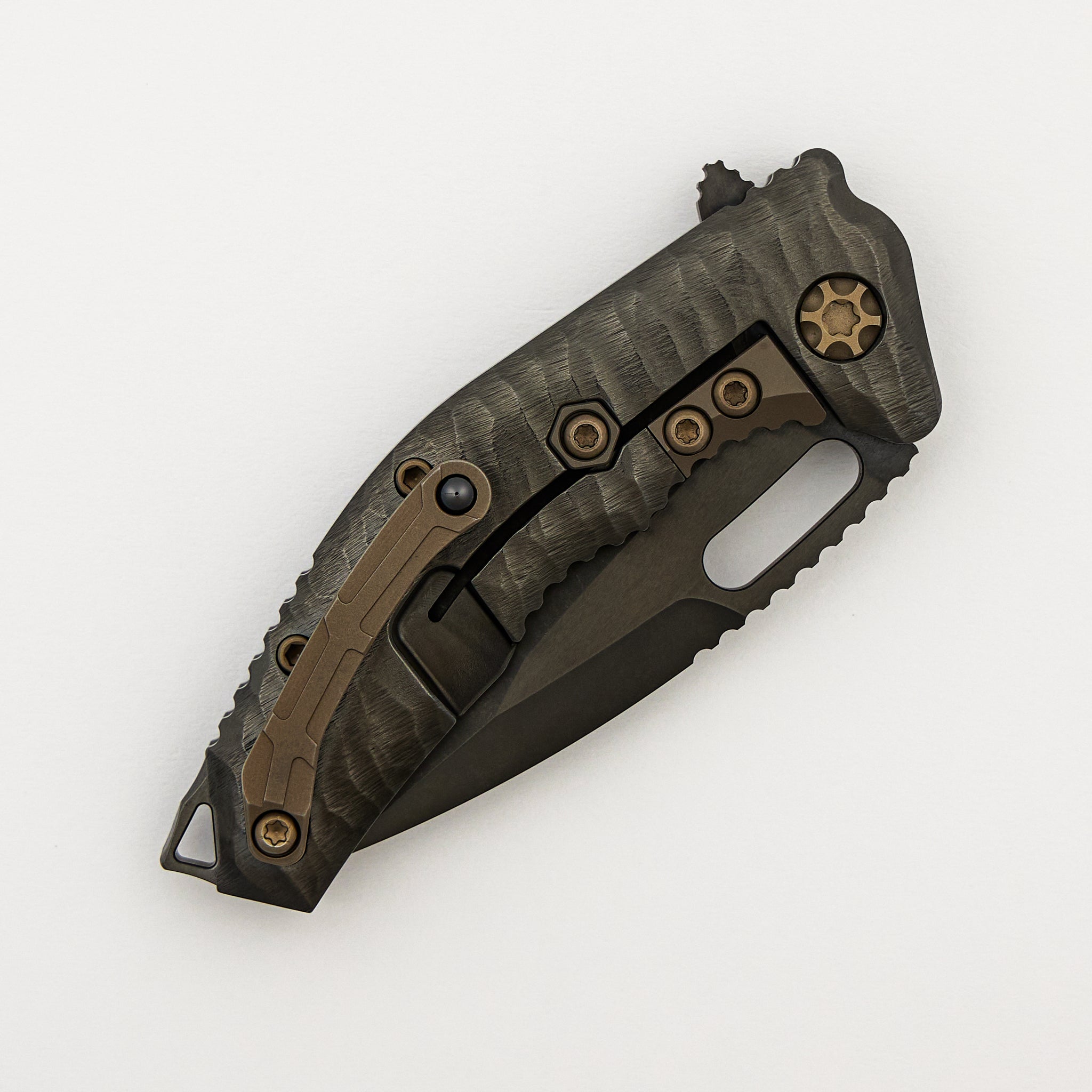 John Gray Collaboration Medusa Manual - Tanto DLC Blade - Rockec DLC Chassis - Bronze Hardware - S/N 004