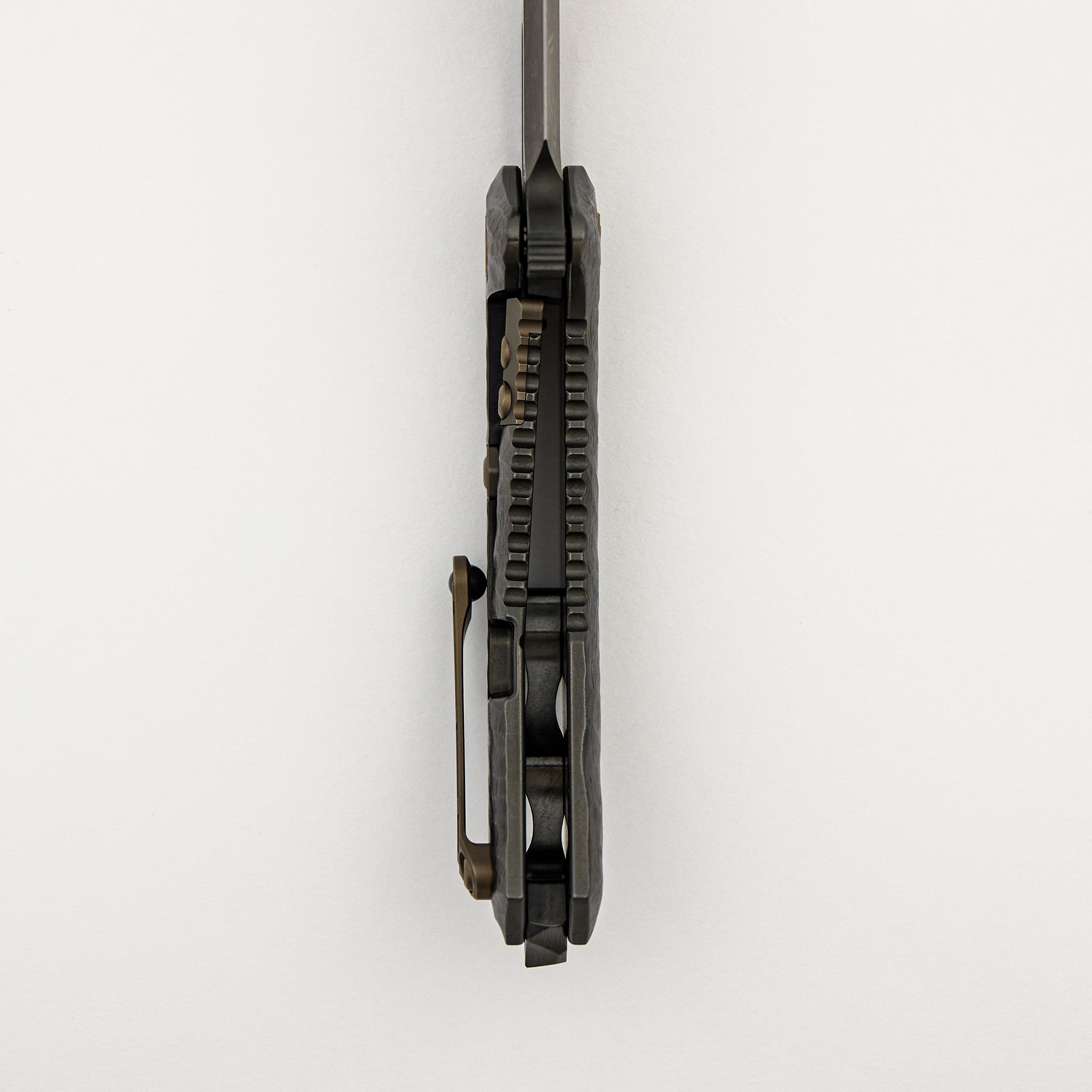 John Gray Collaboration Medusa Manual - Tanto DLC Blade - Rockec DLC Chassis - Bronze Hardware - S/N 004