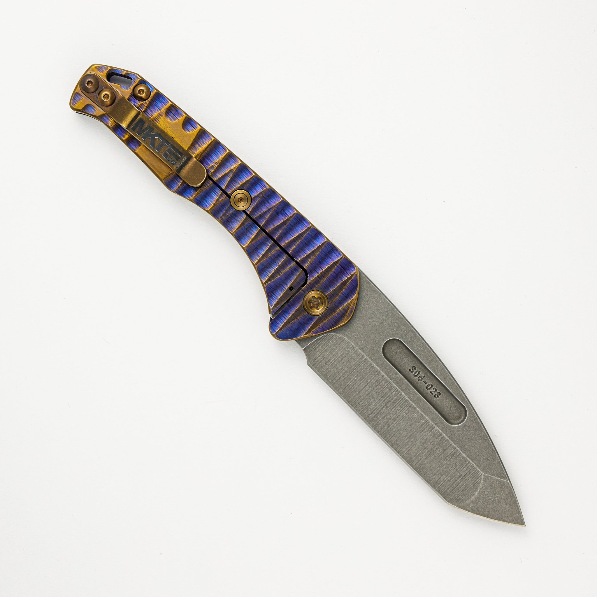 Medford Knives Praetorian Slim - S45VN Blade - Violet W/ Bronze "Lightning" Handle