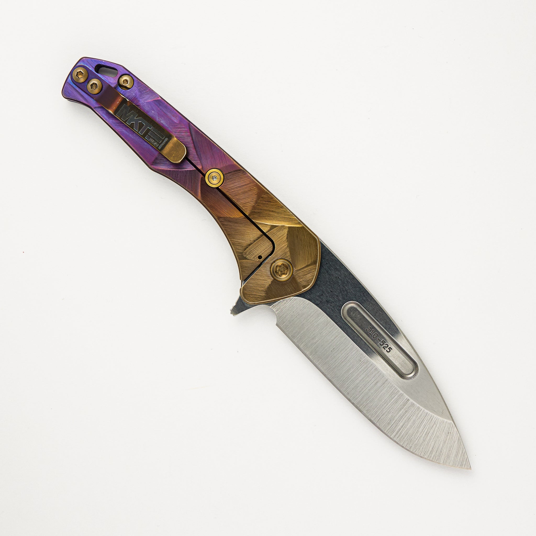 Praetorian Slim Flipper - S45VN Blade - Bronze/Violet "Stained Glass" Handle