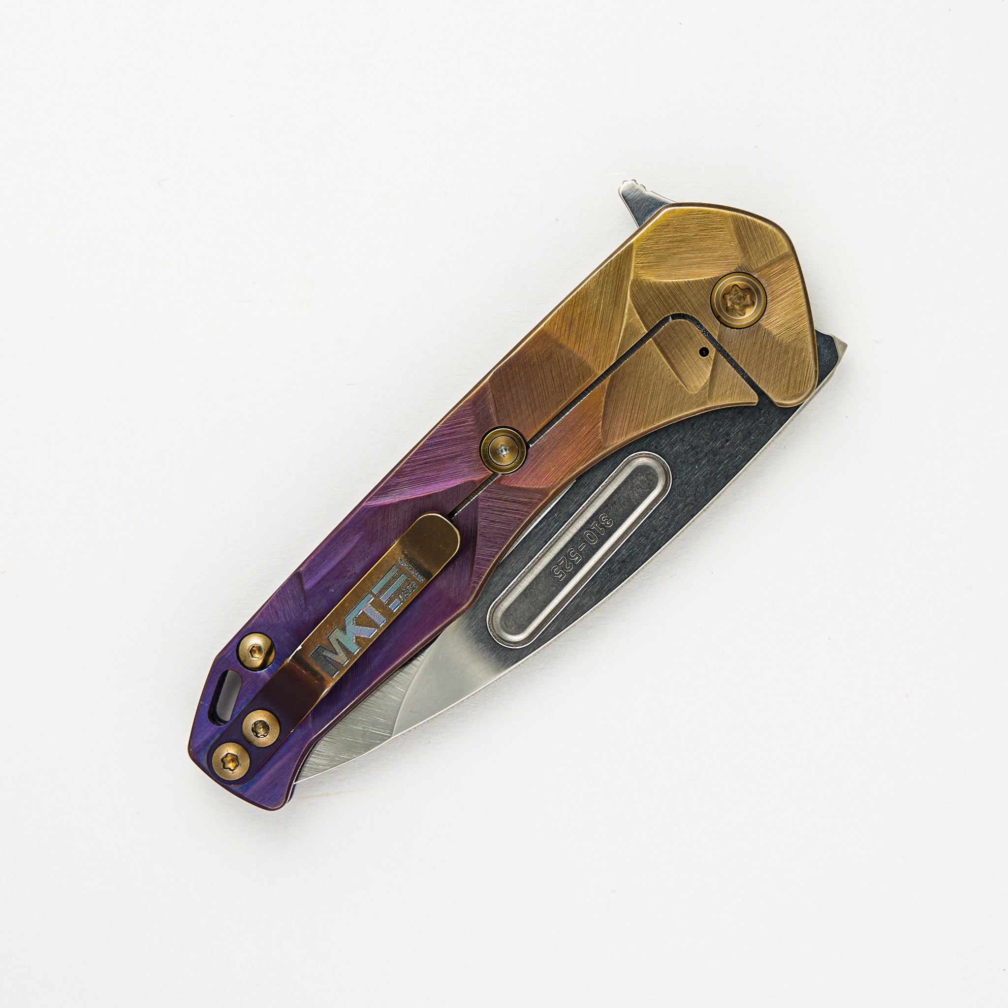 Praetorian Slim Flipper - S45VN Blade - Bronze/Violet "Stained Glass" Handle