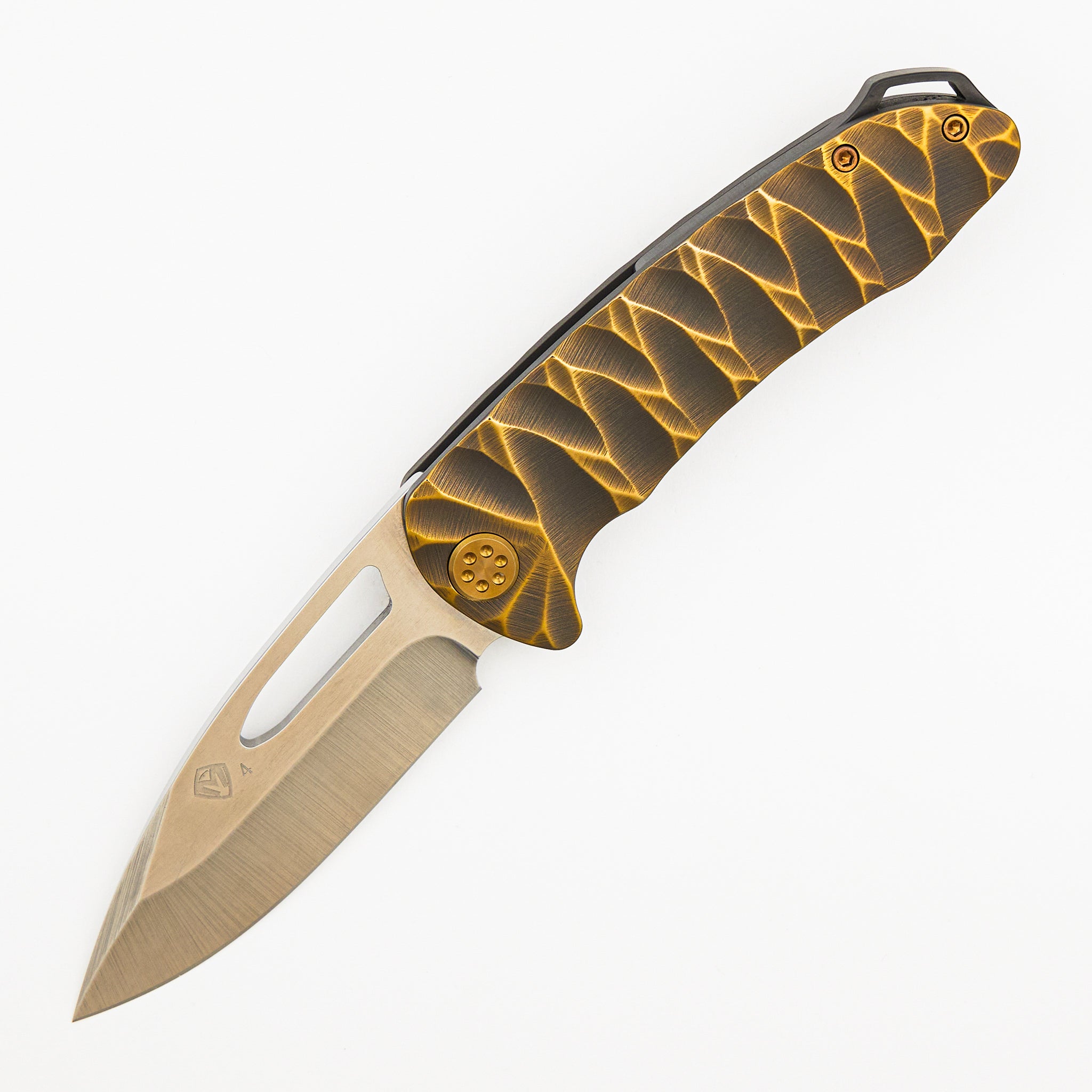 On Belay - Tumbled S45VN Blade - Violet/Bronze "Predator" Handle