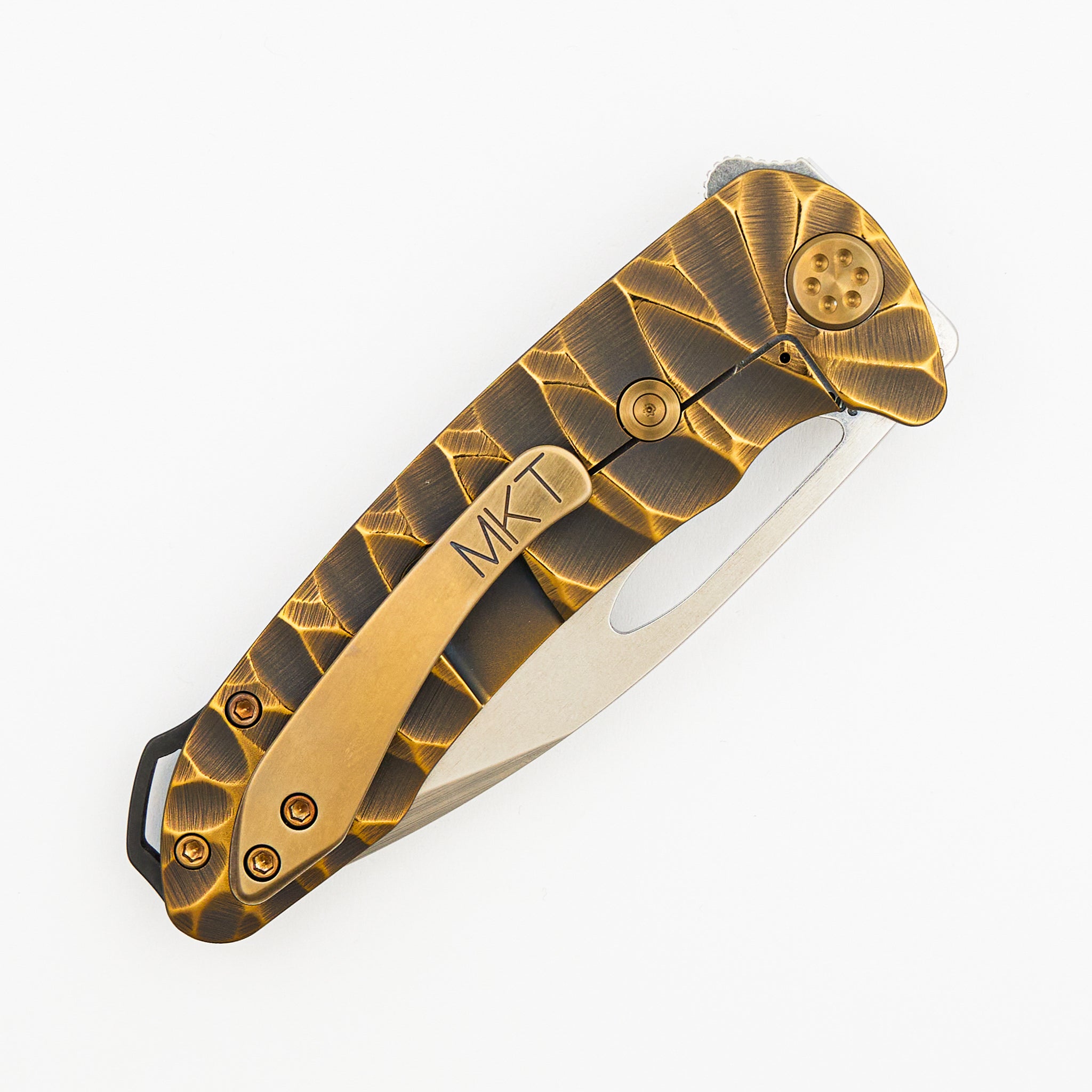 On Belay - Tumbled S45VN Blade - Violet/Bronze "Predator" Handle