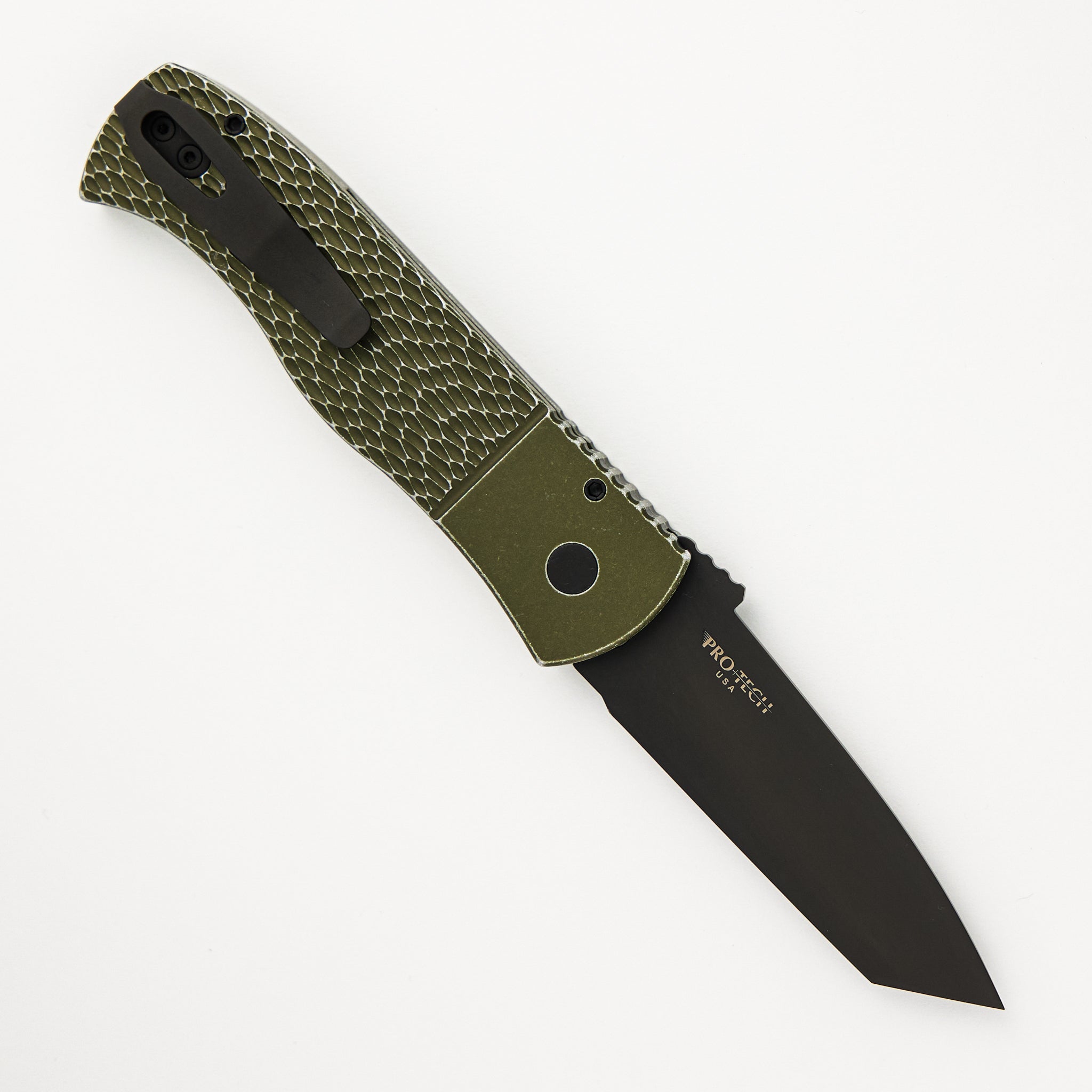 CQC7 Auto - Emerson Design Green "Battle Worn" Textured Handle E7T15-BW Green