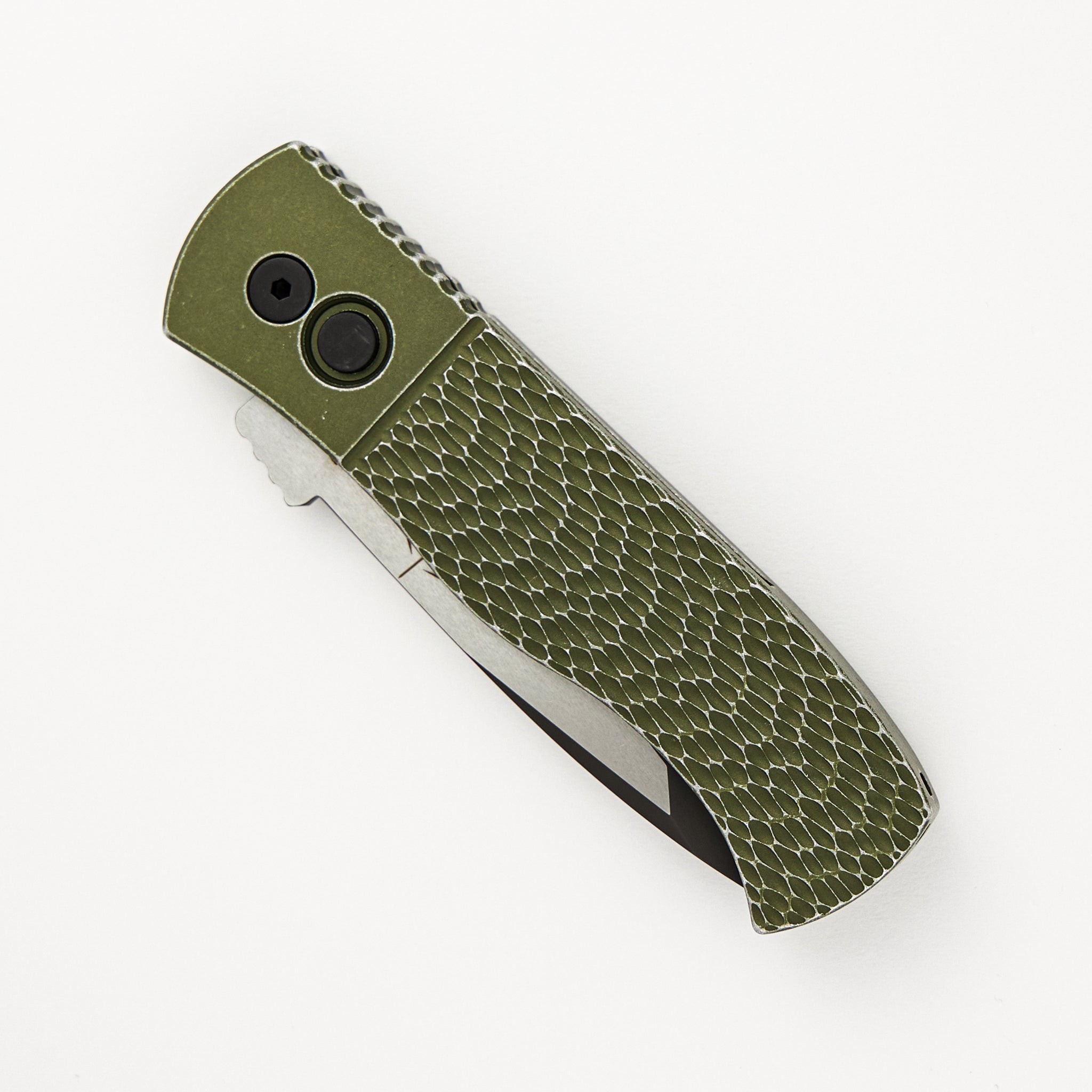 CQC7 Auto - Emerson Design Green "Battle Worn" Textured Handle E7T15-BW Green