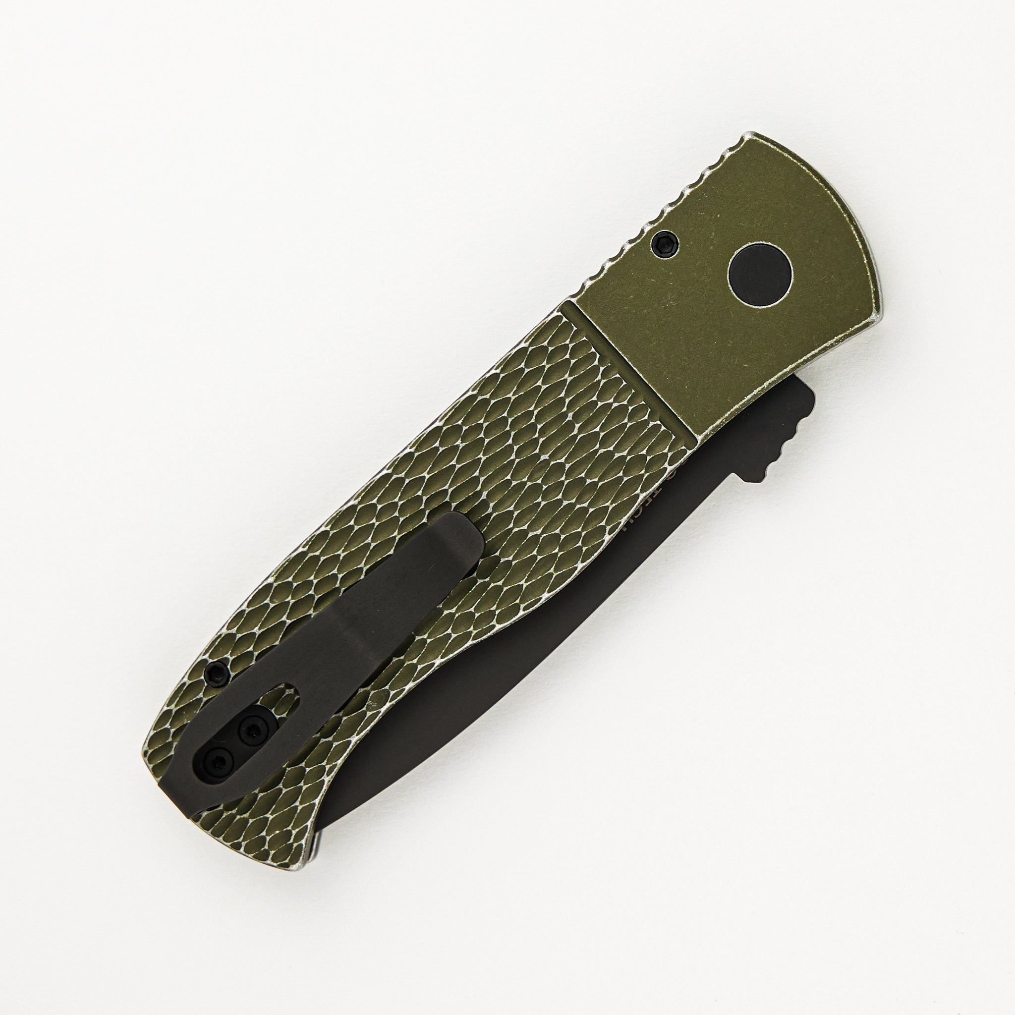 CQC7 Auto - Emerson Design Green "Battle Worn" Textured Handle E7T15-BW Green