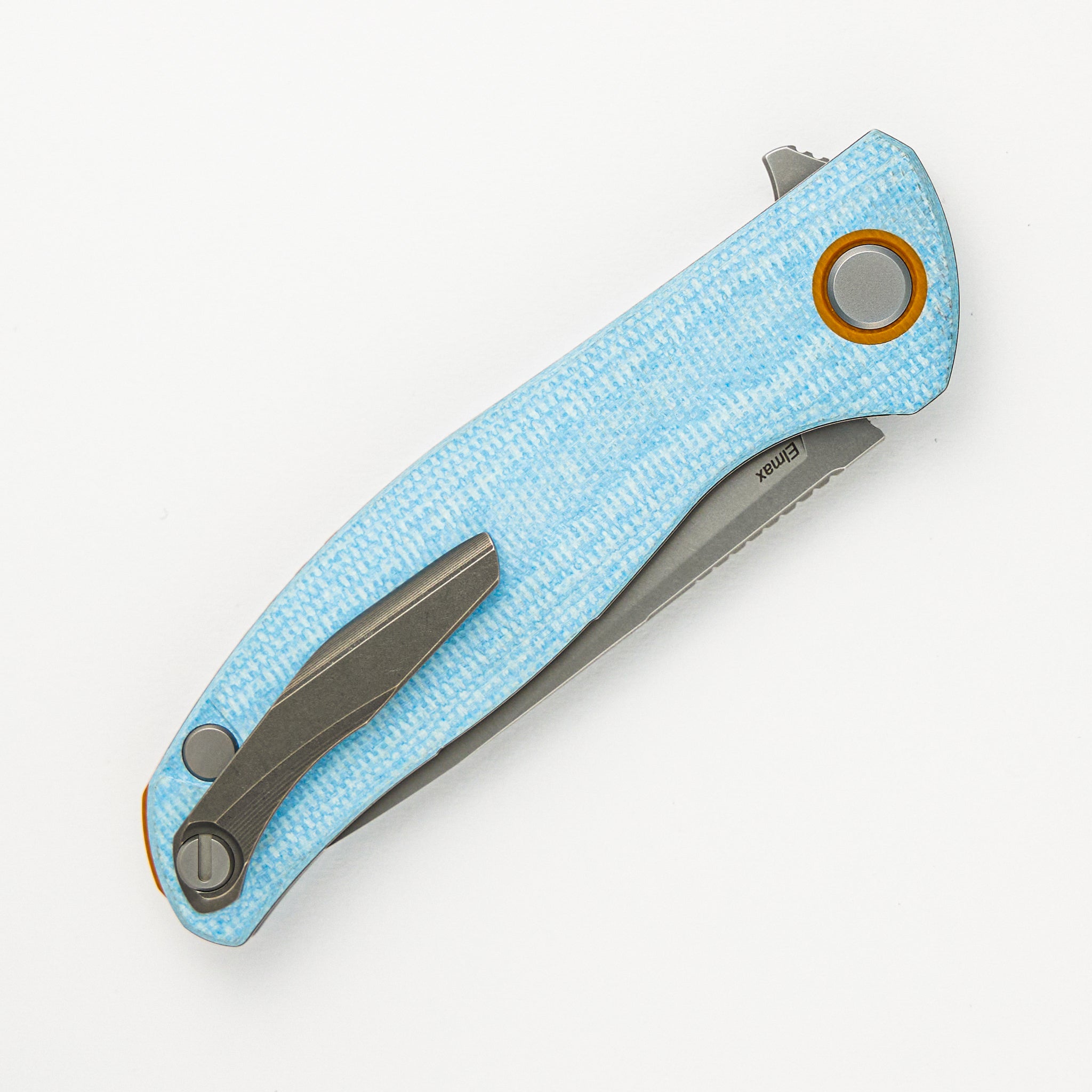 Shirogorov F3 - Elmax Blade - Blue Micarta W/ Orange G10 Accents - MRBS