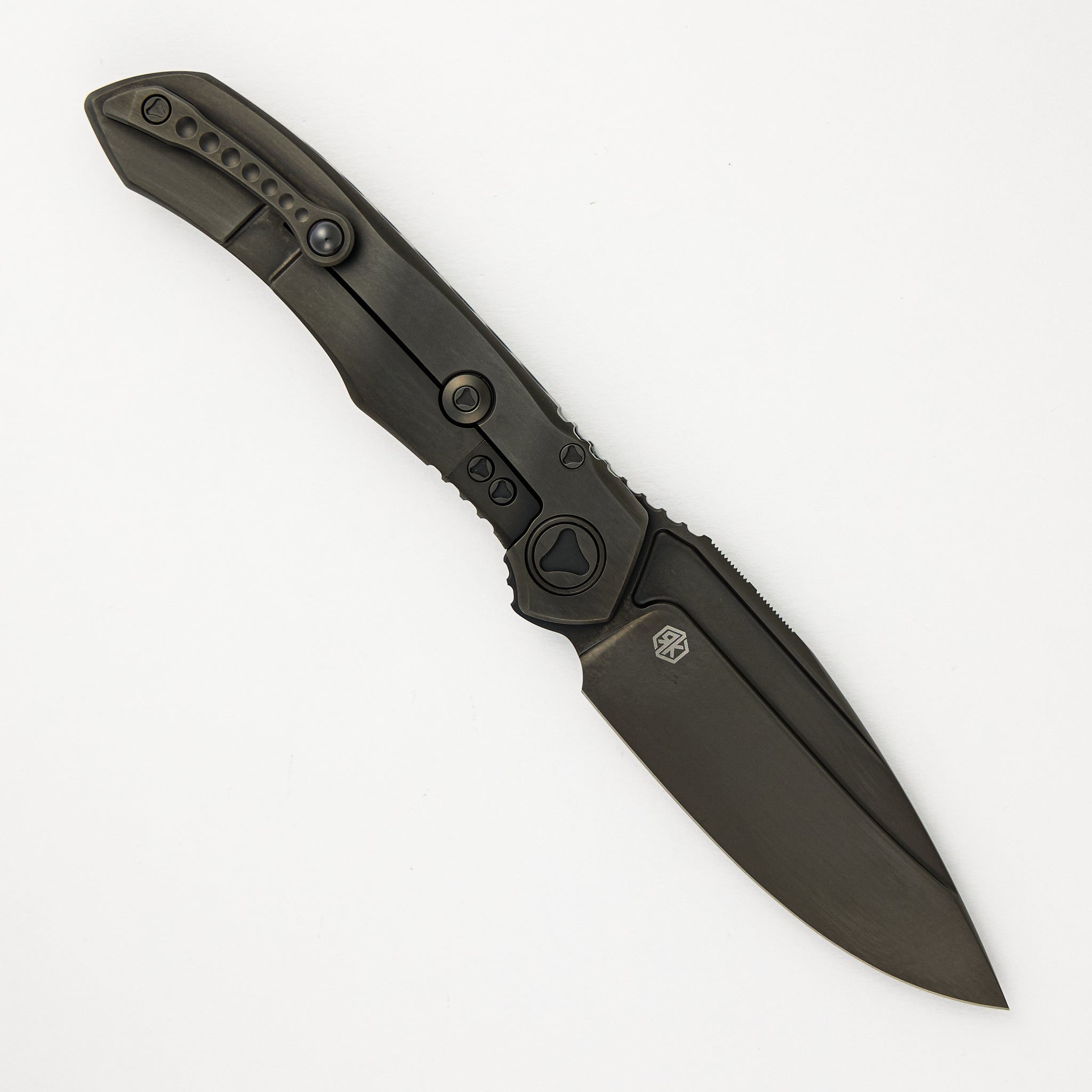 Microtech Anax – S-E DLC Titanium Handle DLC Standard DLC Titanium Pivot Collar Carbon Fiber Inlay 190C-1 DLCTCFITI