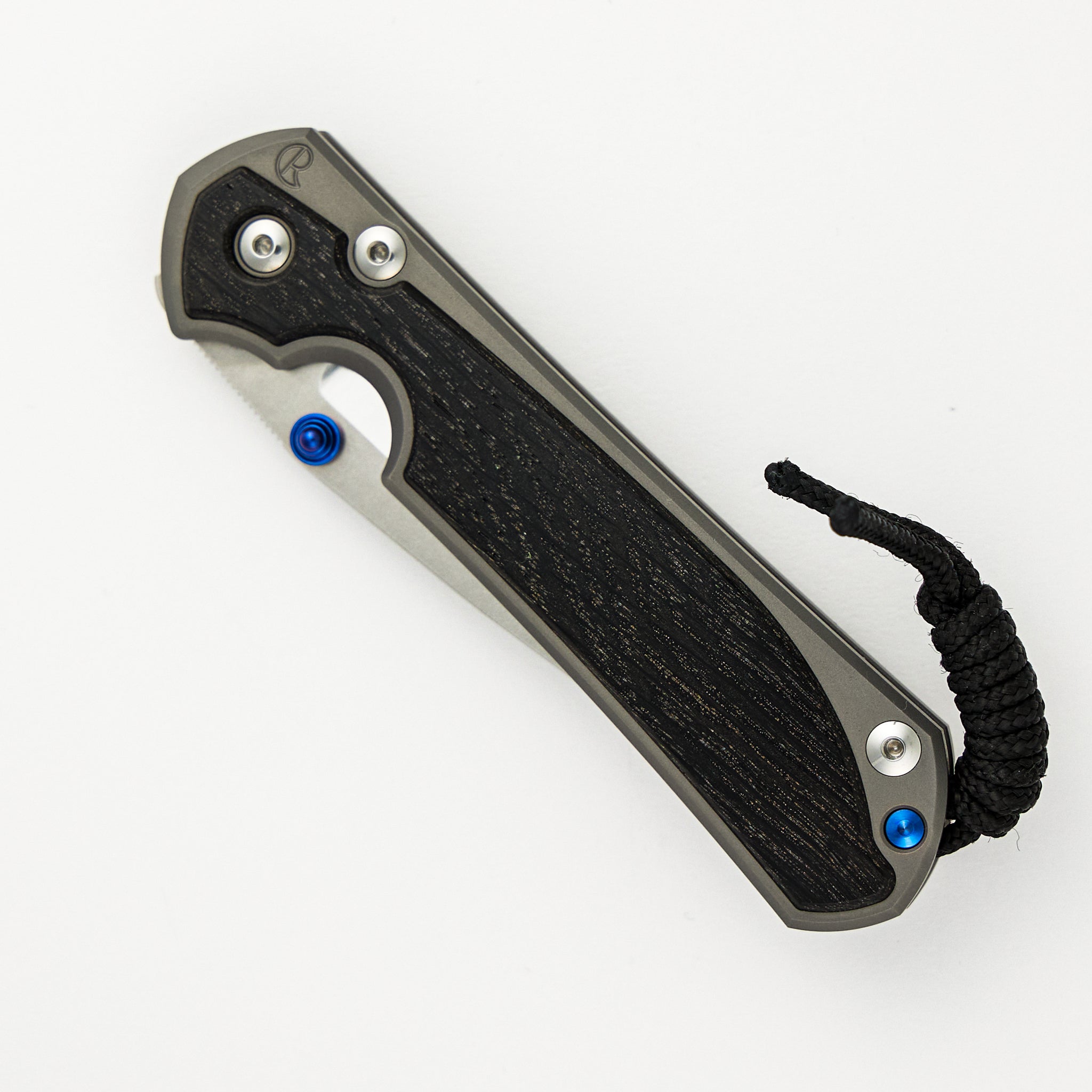 Chris Reeve Large Sebenza 31 - Bog Oak Inlays - Drop Point Polished CPM MagnaCut Blade - Blue Double Lugs