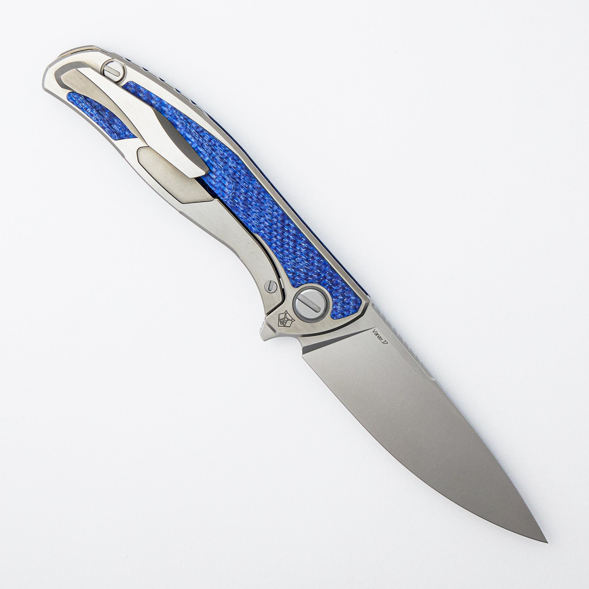 UniHati F95 Unique Graphic Custom Division - Titanium/Dark Blue Alutex Handle - Vanax 37 Blade - RBS