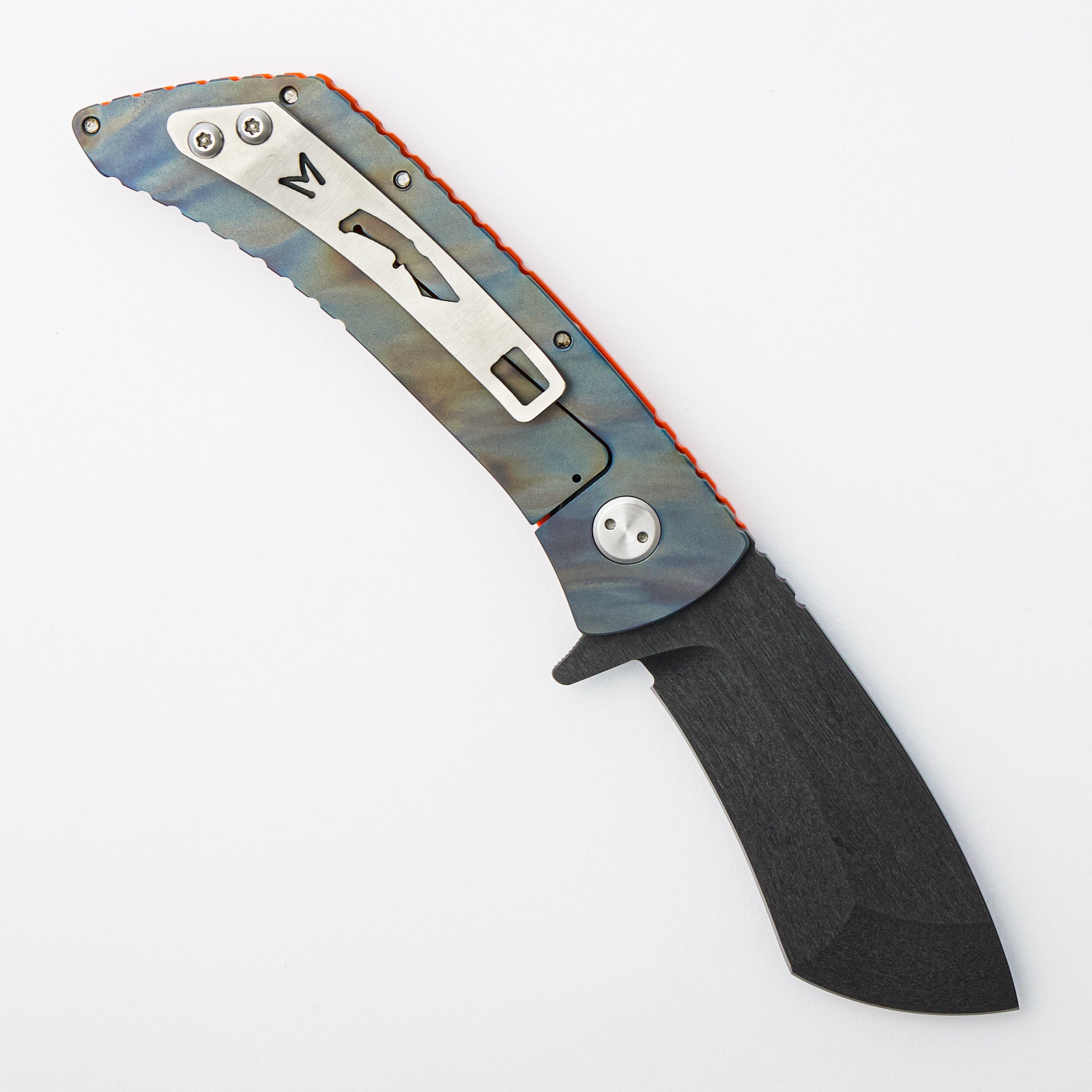 TFF-2 - D2 Blade - Flamed Titanium/Orange G10 Handle