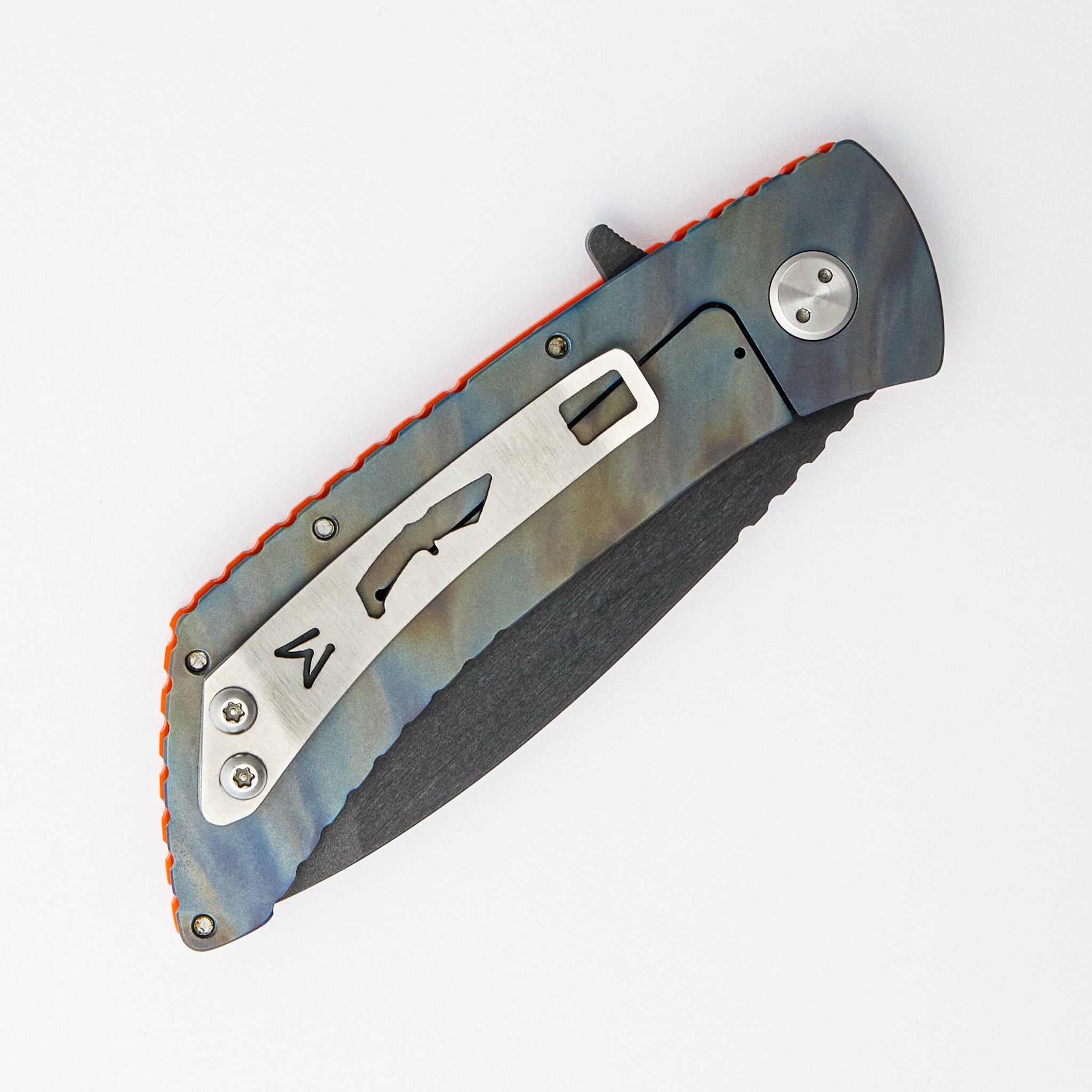 TFF-2 - D2 Blade - Flamed Titanium/Orange G10 Handle