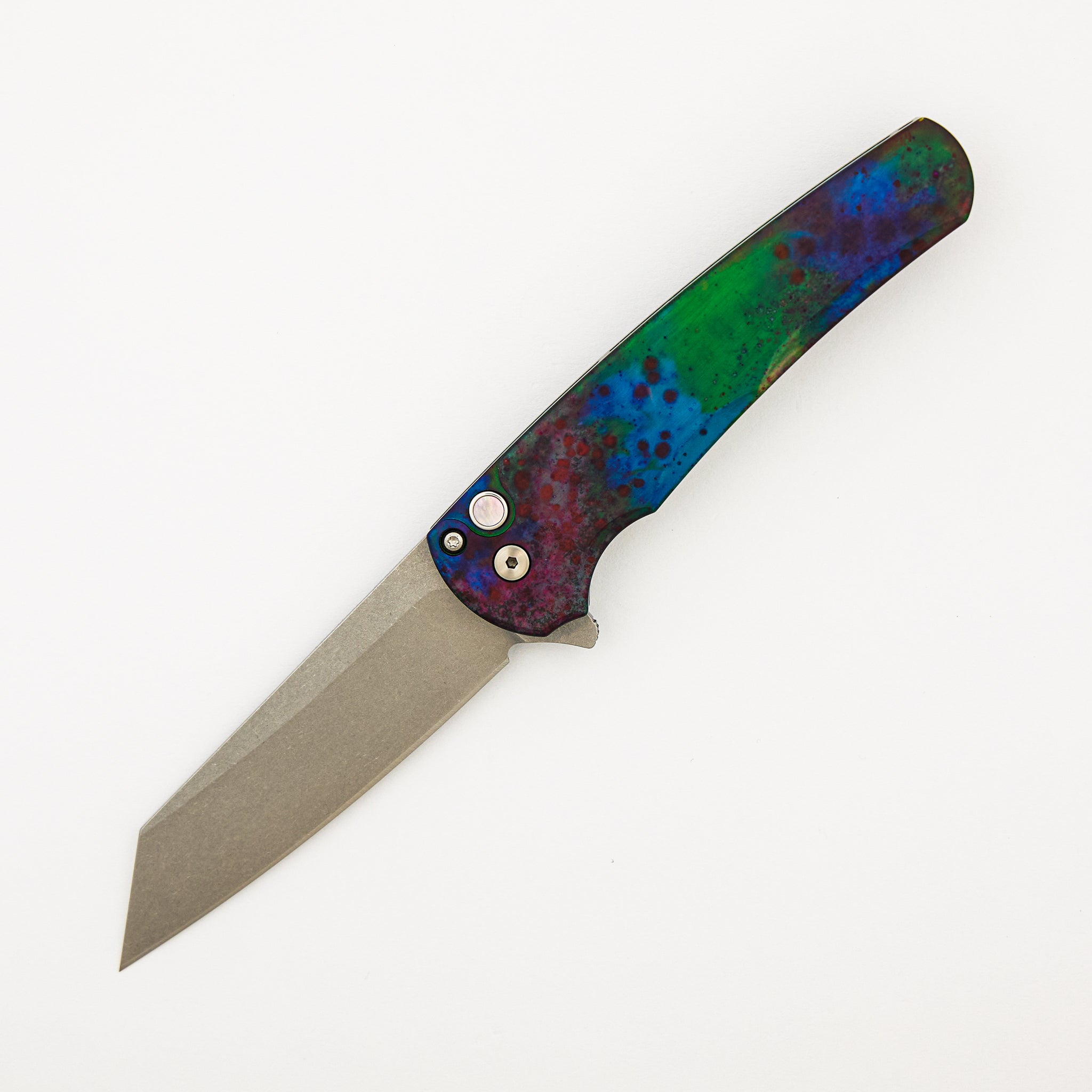 Malibu Flipper - AE.Malibu.1 - Northern Lights Anodized Aluminum Handle - Stonewashed 20CV Reverse Tanto Blade