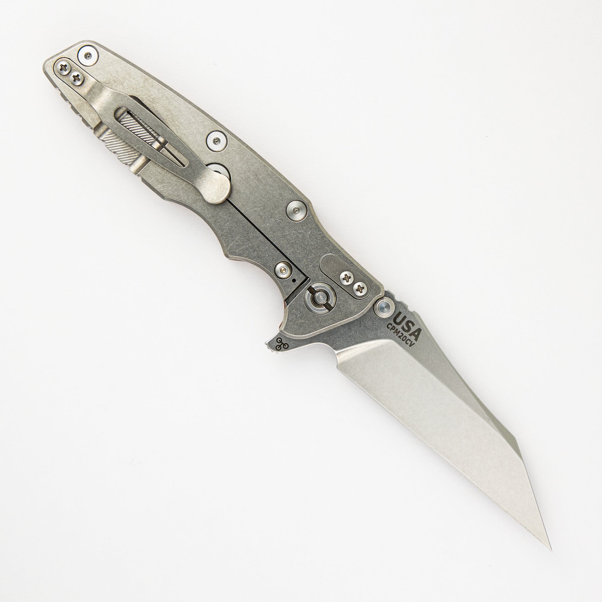 Eklipse 3.5" - Wharncliffe CPM 20CV Blade - Tri-Way - Stonewash - Translucent Green G10