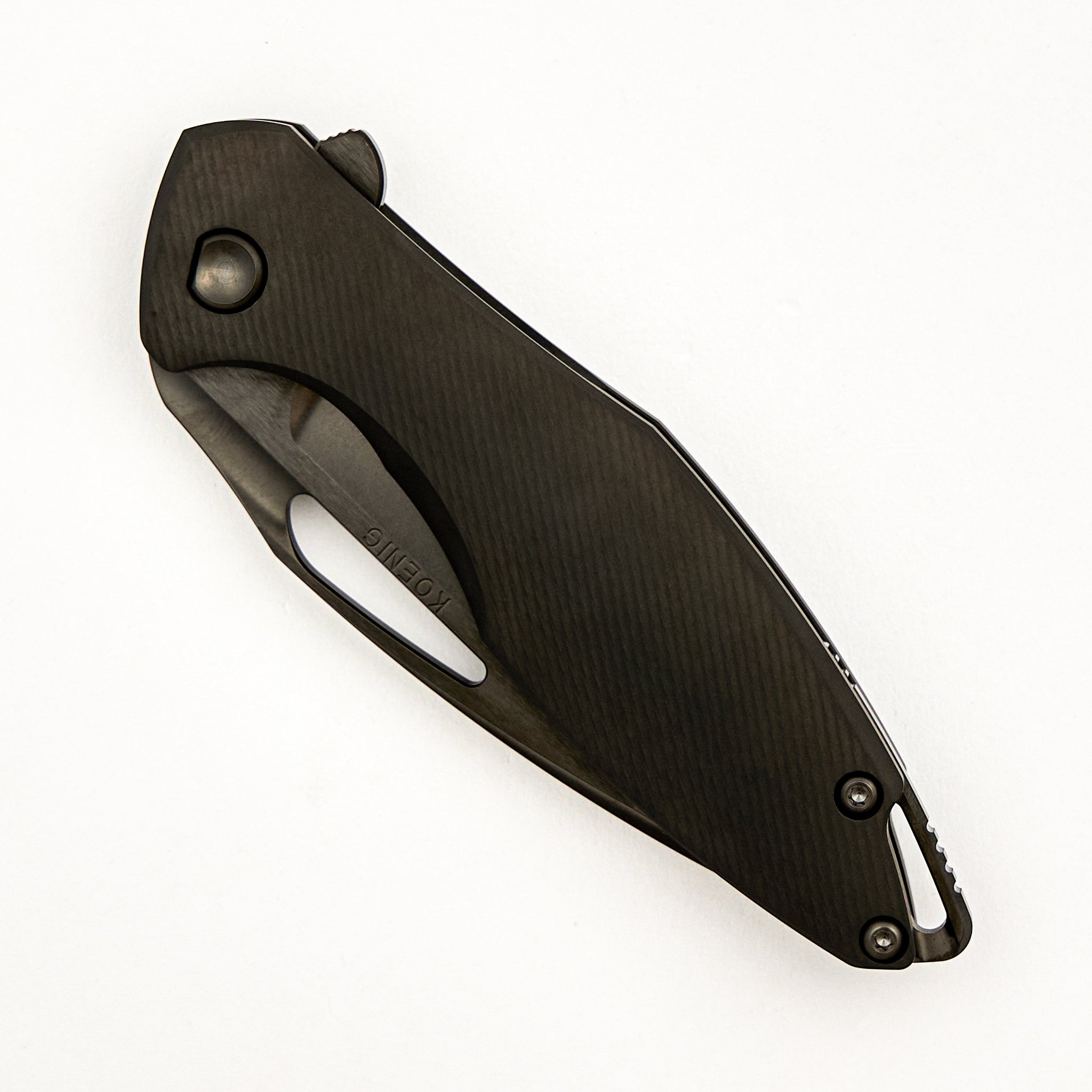 Arius - C-Patterned DLC Titanium Handle - DLC Hardware - DLC Brightwashed W/ Polished Flats M390 Blade