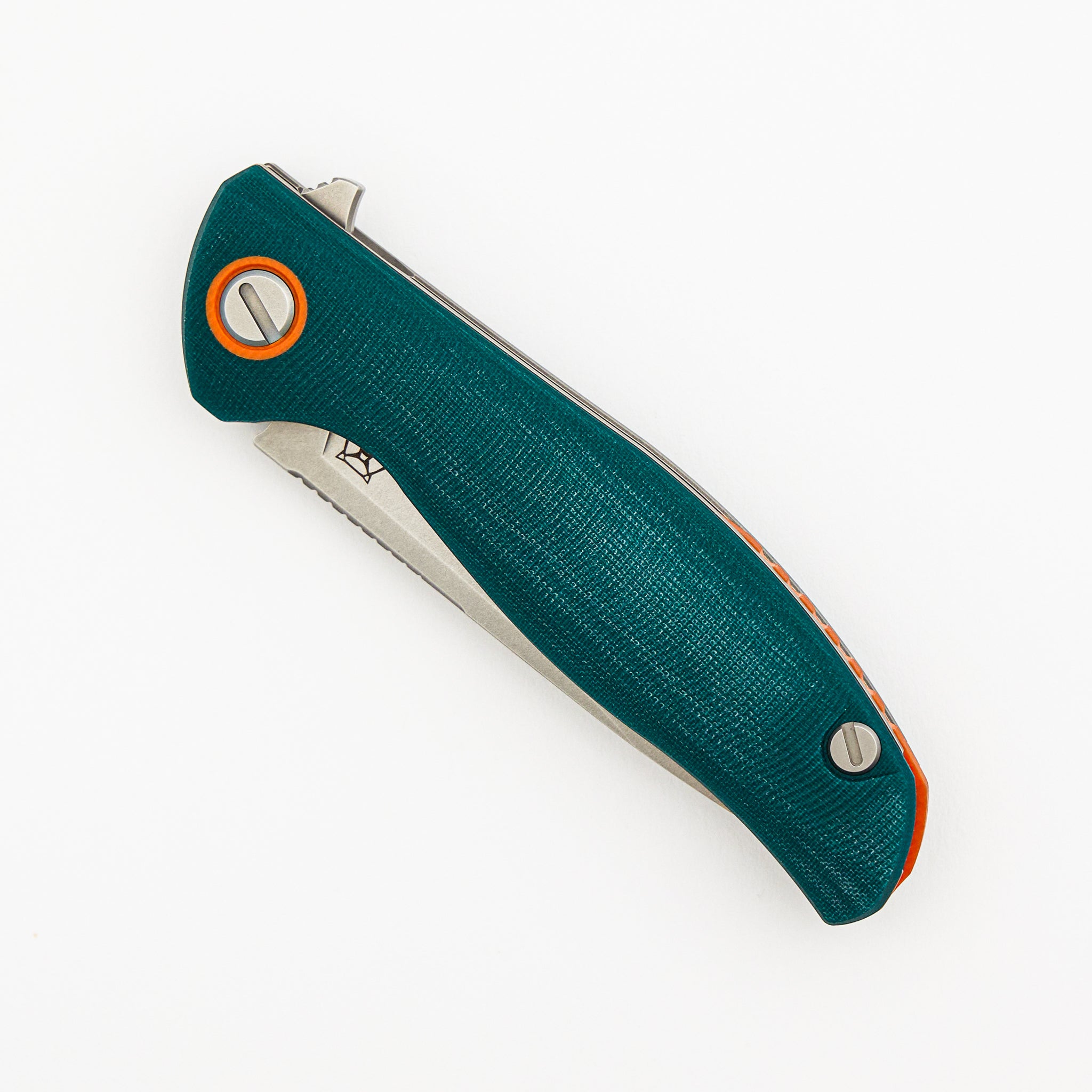 F3 - Elmax Blade - Emerald Micarta Handle - Orange G10 Accents - MRBS