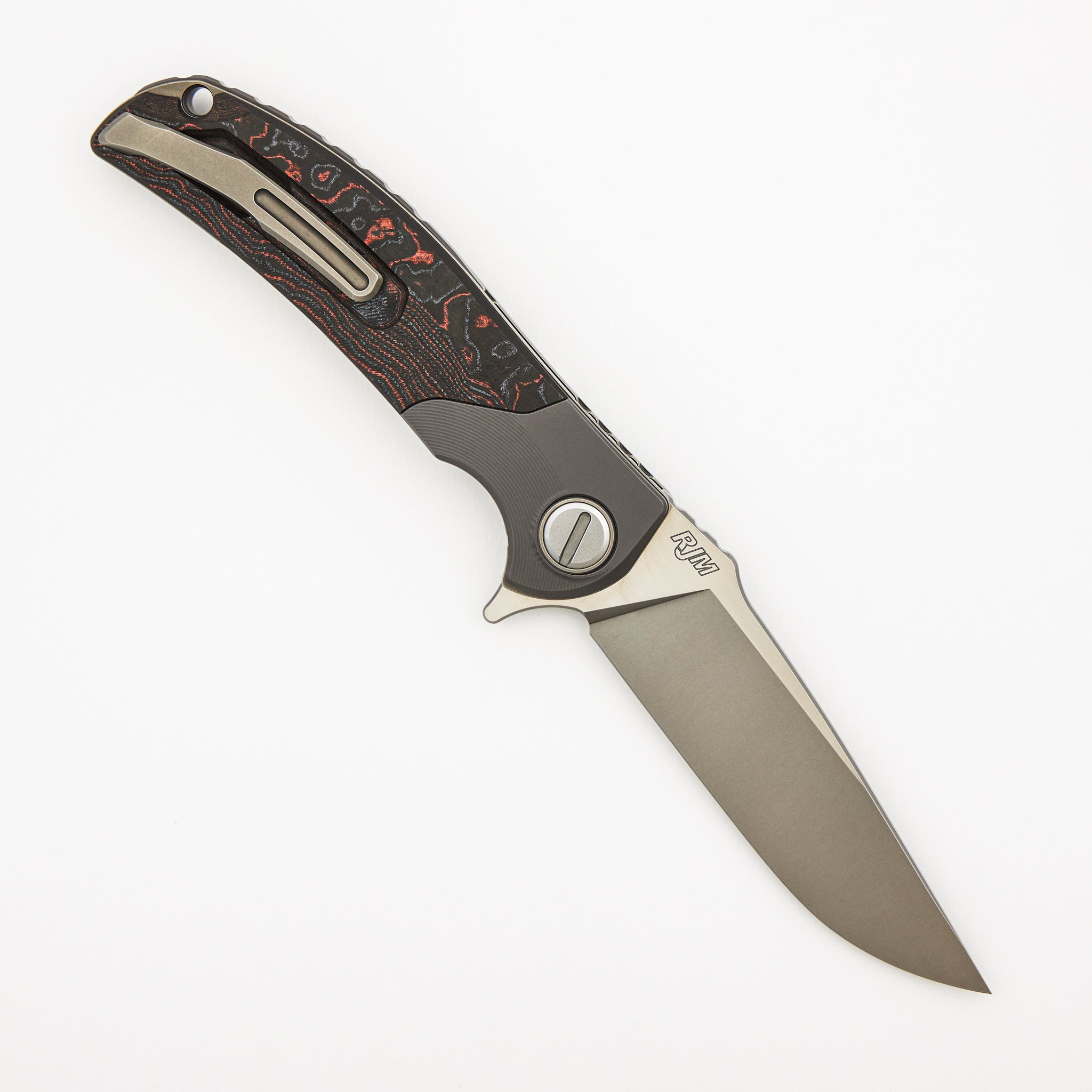 RQ36 – Titanium/Lava & Ash CarboTi Handle – S110V Blade – SRRBS (RJ Martin Design)