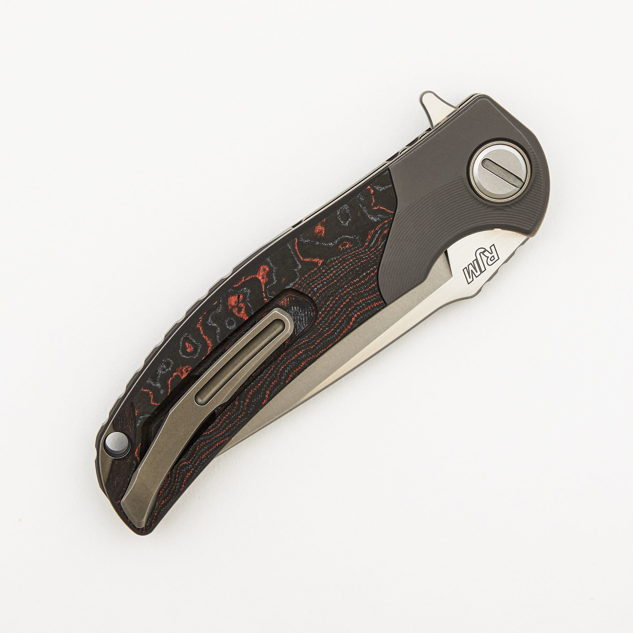 RQ36 – Titanium/Lava & Ash CarboTi Handle – S110V Blade – SRRBS (RJ Martin Design)