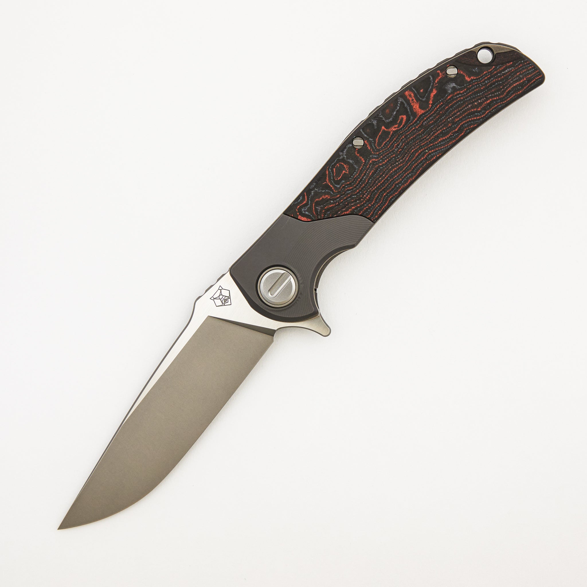 RQ36 – Titanium/Lava & Ash CarboTi Handle – S110V Blade – SRRBS (RJ Martin Design)