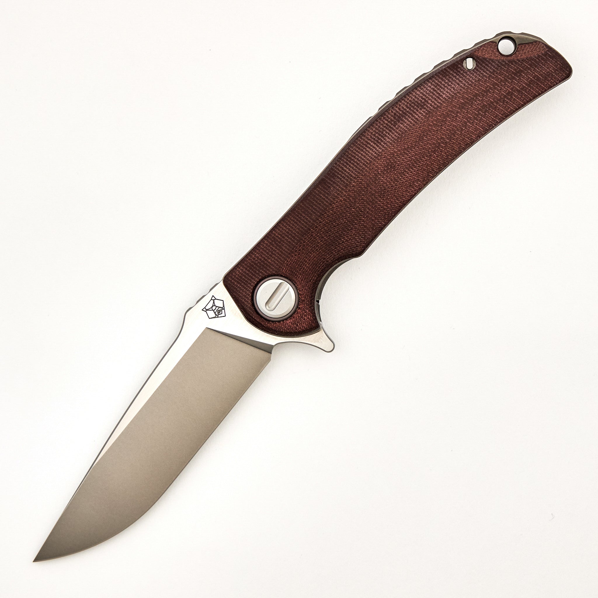 Soft Overkill - M398 Blade - Maroon Canvas Micarta Handle - RBS (RJ Martin Design)