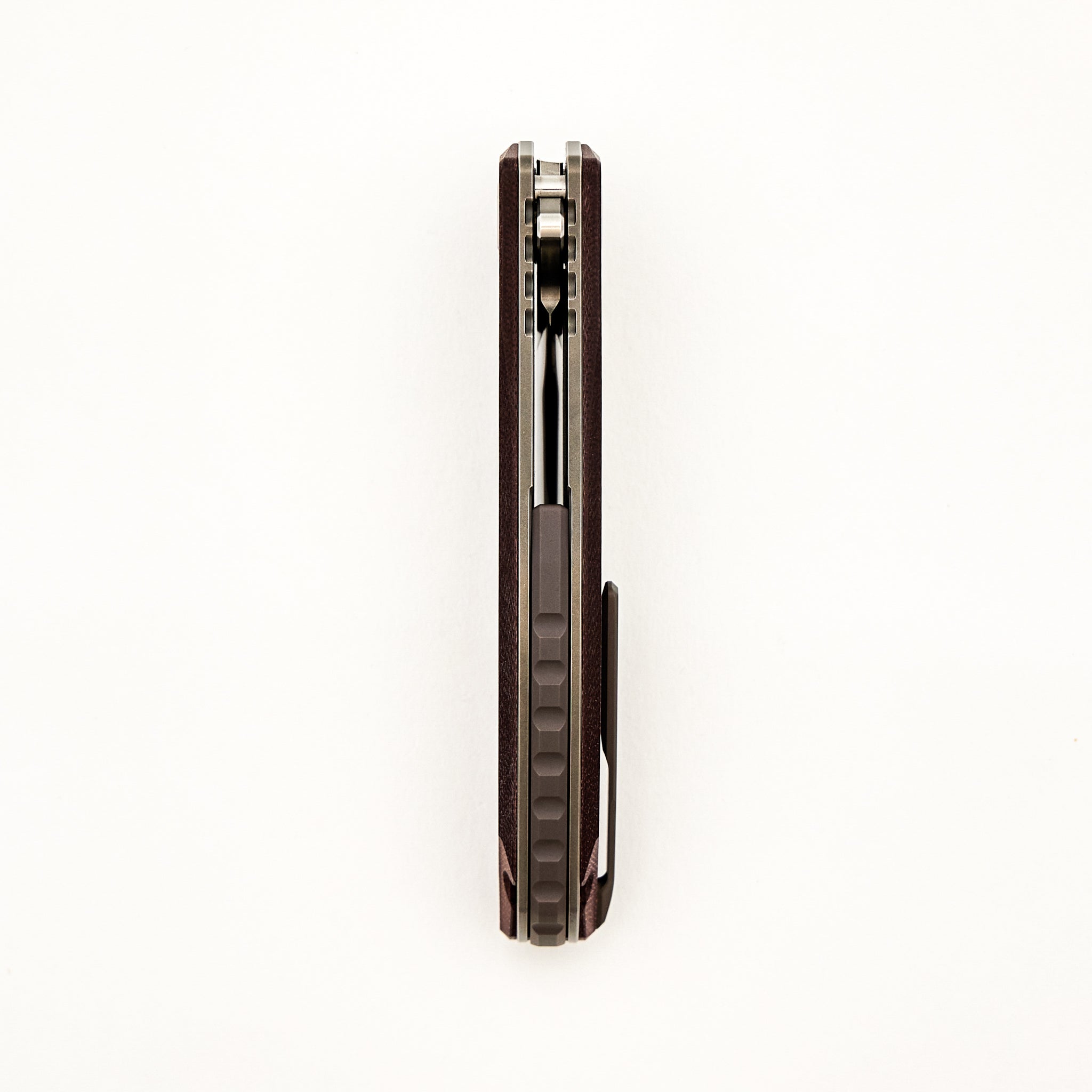 Soft Overkill - M398 Blade - Maroon Canvas Micarta Handle - RBS (RJ Martin Design)