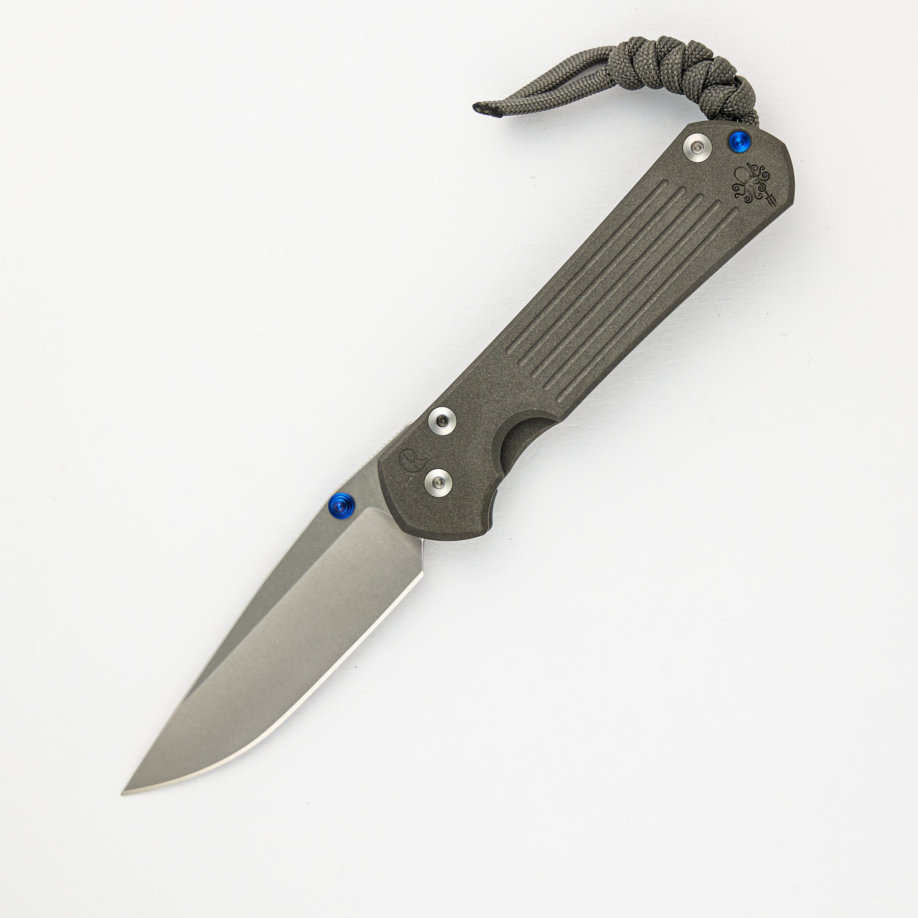 Small Sebenza 31 Prometheus Design Werx Drop Point CPM MagnaCut "Line" Charcoal Lanyard